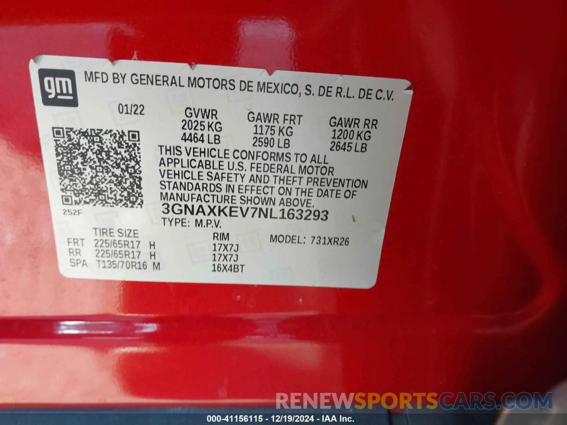 9 fotografías del automóvil dañado 3GNAXKEV7NL163293 CHEVROLET EQUINOX 2022