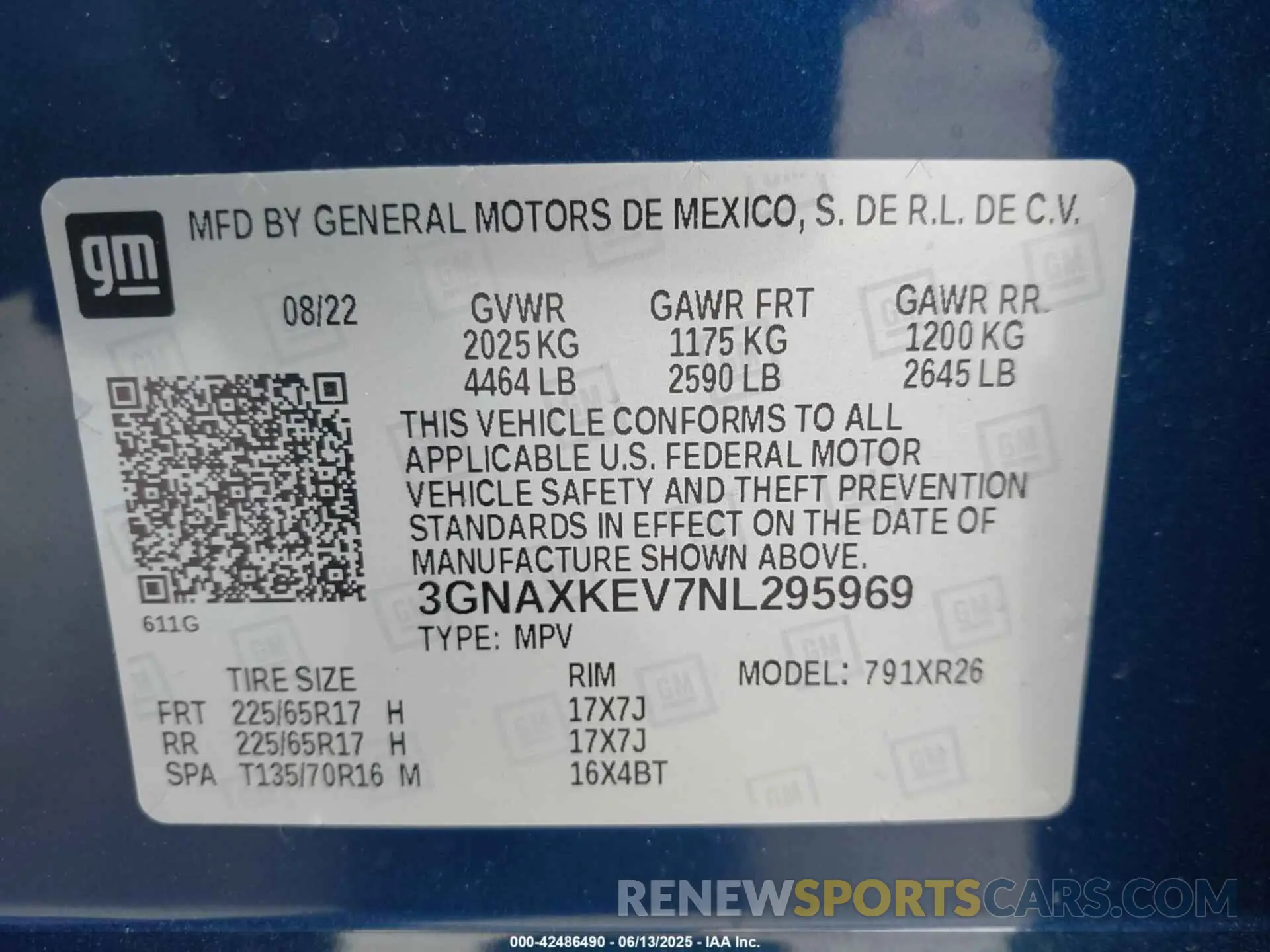 9 fotografías del automóvil dañado 3GNAXKEV7NL295969 CHEVROLET EQUINOX 2022