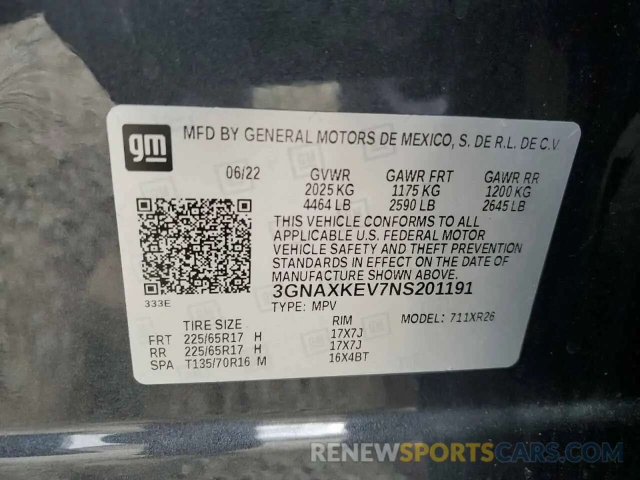 13 fotografías del automóvil dañado 3GNAXKEV7NS201191 CHEVROLET EQUINOX 2022