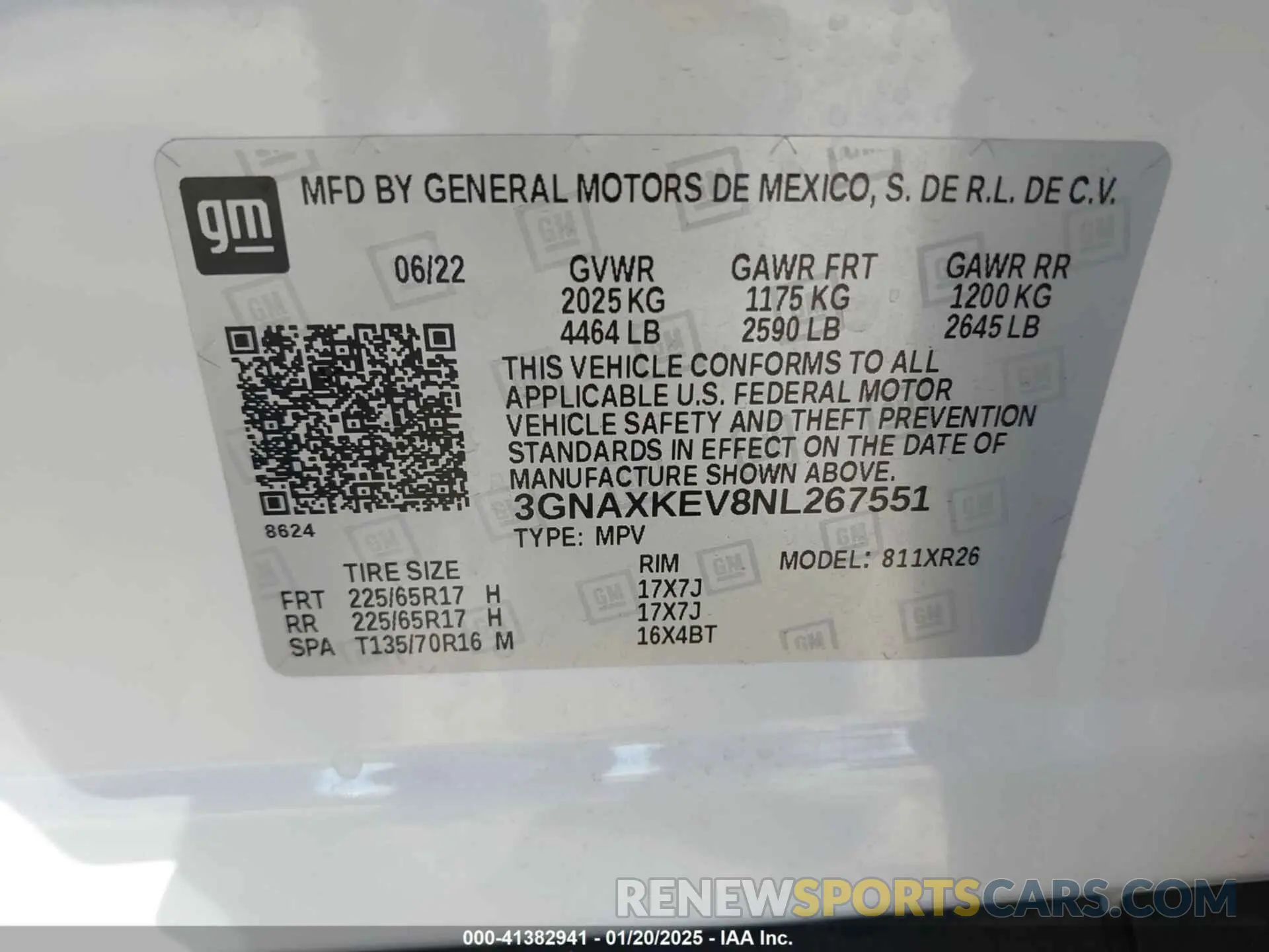 9 fotografías del automóvil dañado 3GNAXKEV8NL267551 CHEVROLET EQUINOX 2022