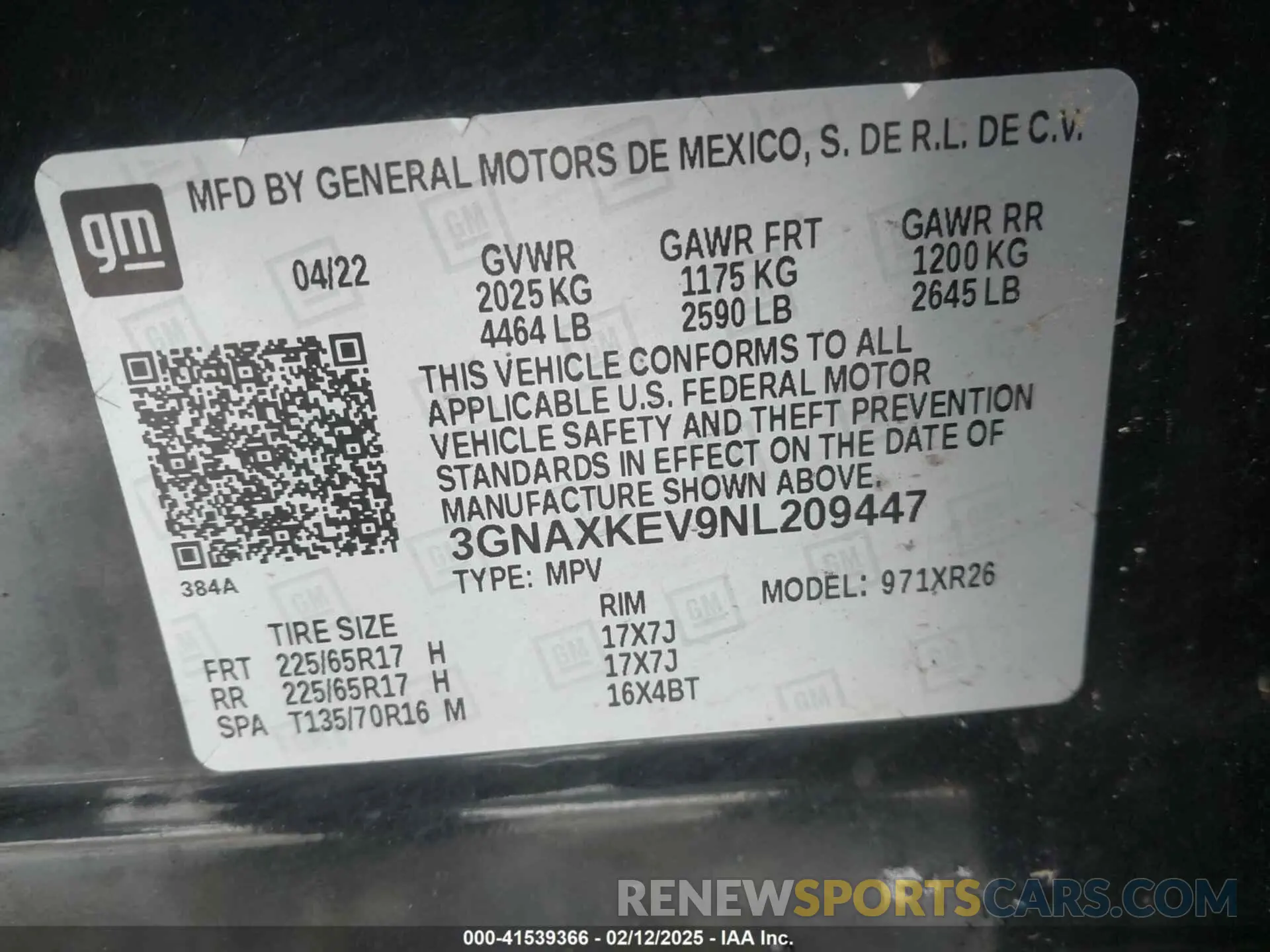 9 fotografías del automóvil dañado 3GNAXKEV9NL209447 CHEVROLET EQUINOX 2022