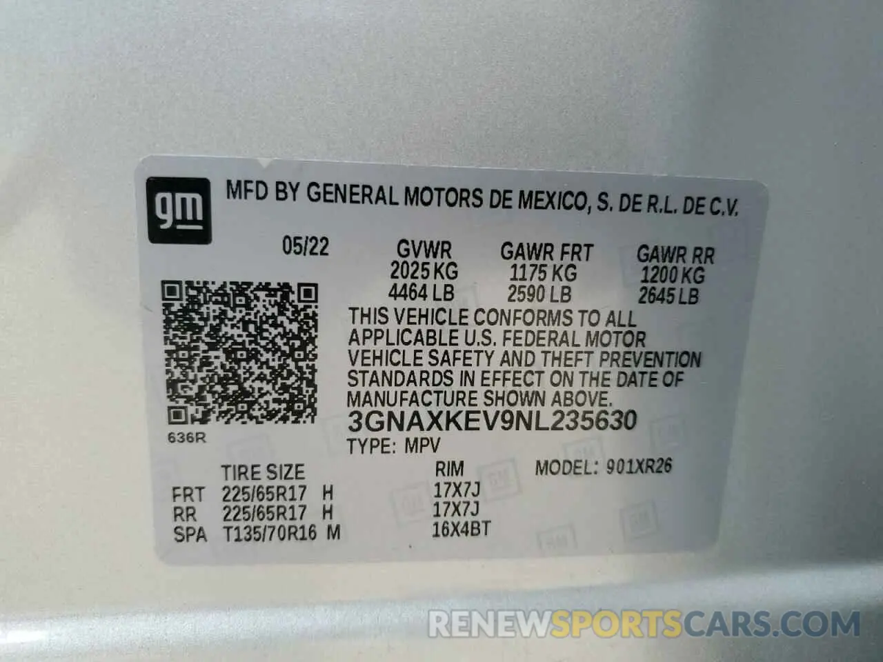 14 fotografías del automóvil dañado 3GNAXKEV9NL235630 CHEVROLET EQUINOX 2022