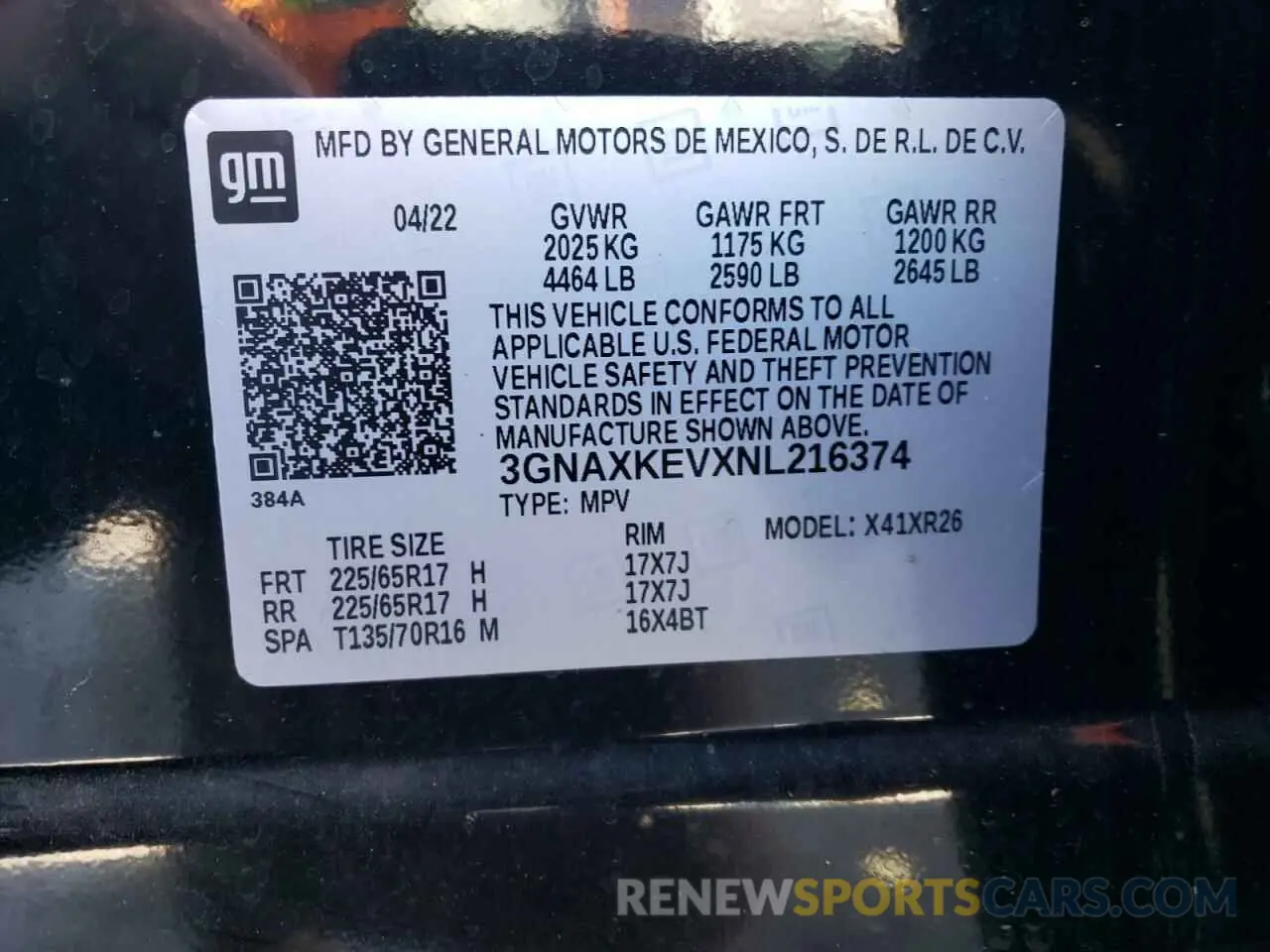 14 fotografías del automóvil dañado 3GNAXKEVXNL216374 CHEVROLET EQUINOX 2022