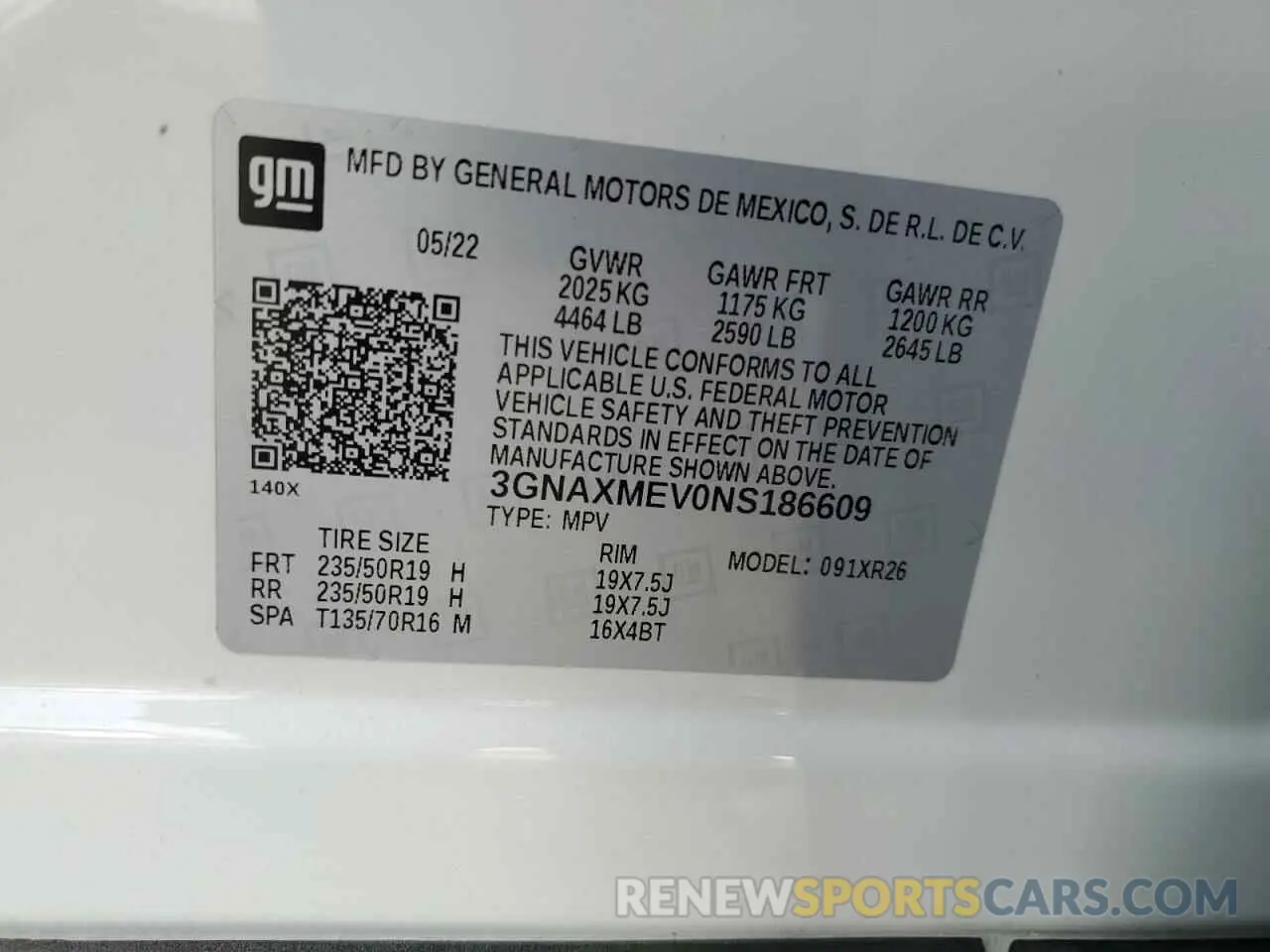 13 fotografías del automóvil dañado 3GNAXMEV0NS186609 CHEVROLET EQUINOX 2022