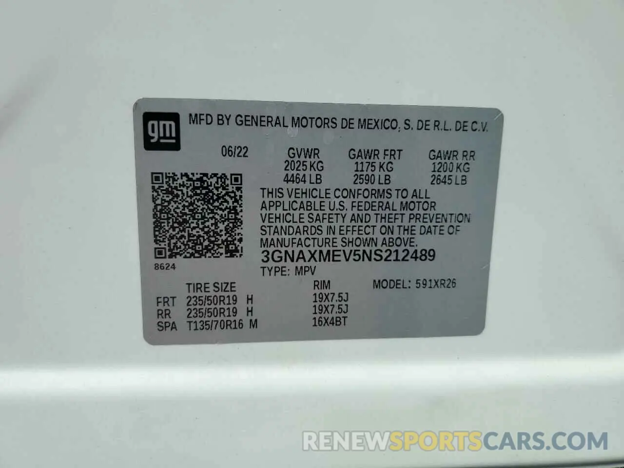 13 fotografías del automóvil dañado 3GNAXMEV5NS212489 CHEVROLET EQUINOX 2022