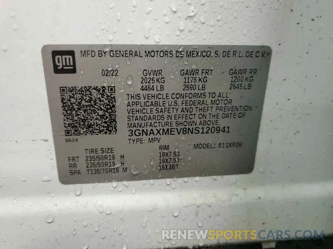 14 fotografías del automóvil dañado 3GNAXMEV8NS120941 CHEVROLET EQUINOX 2022