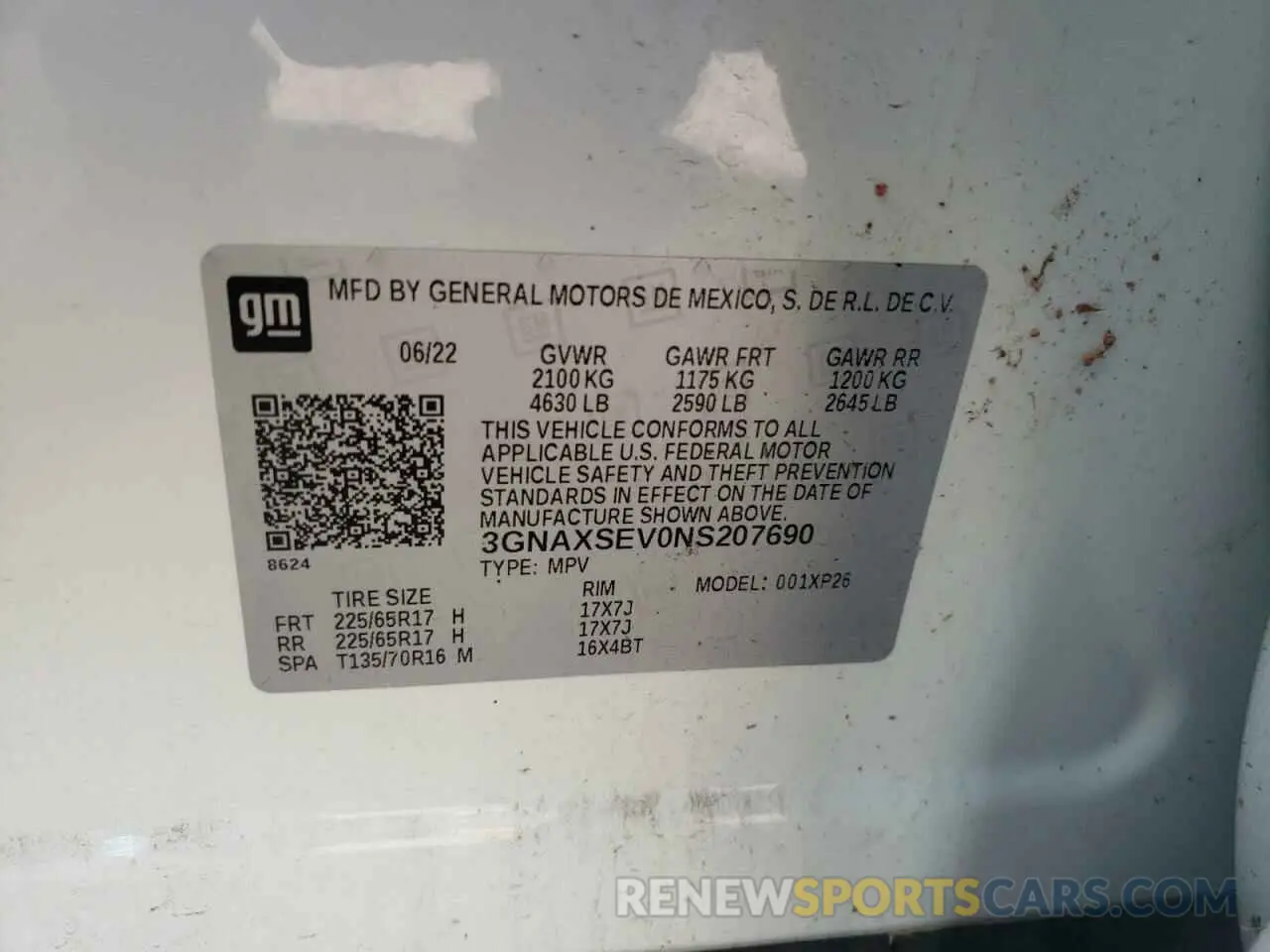 13 fotografías del automóvil dañado 3GNAXSEV0NS207690 CHEVROLET EQUINOX 2022