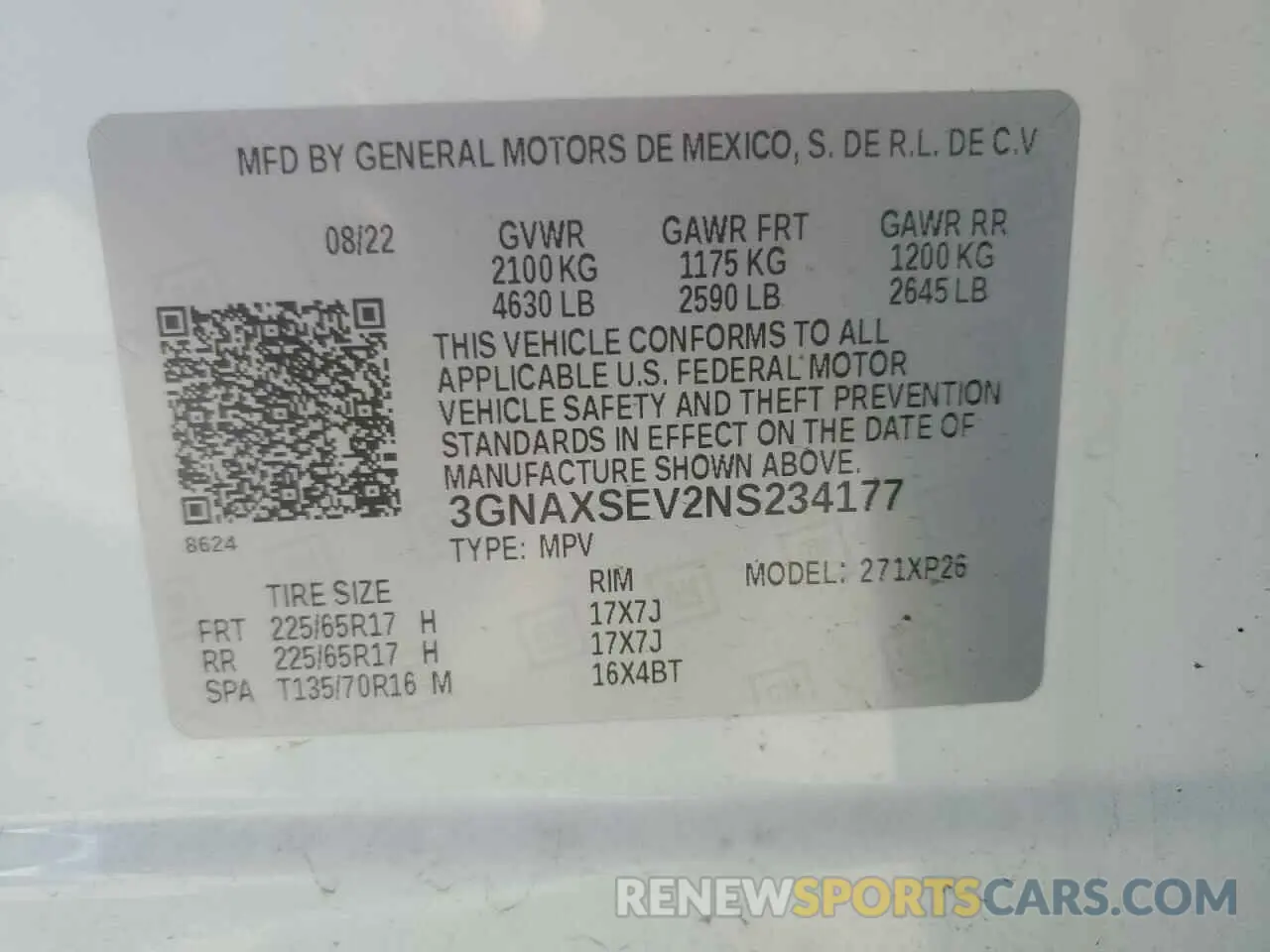 13 fotografías del automóvil dañado 3GNAXSEV2NS234177 CHEVROLET EQUINOX 2022