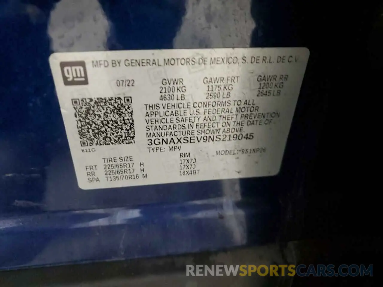 13 fotografías del automóvil dañado 3GNAXSEV9NS219045 CHEVROLET EQUINOX 2022