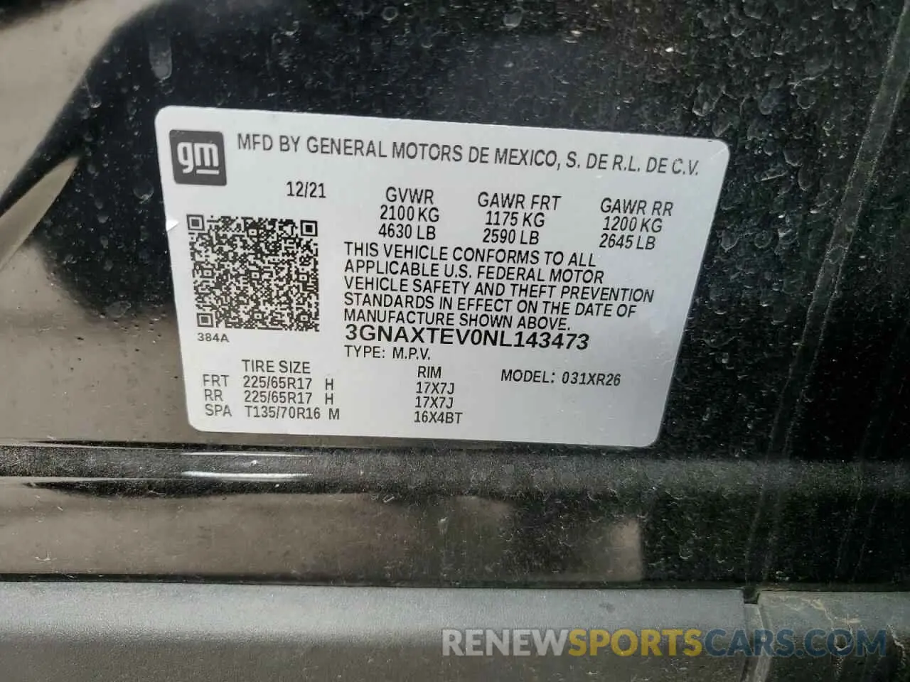 14 fotografías del automóvil dañado 3GNAXTEV0NL143473 CHEVROLET EQUINOX 2022