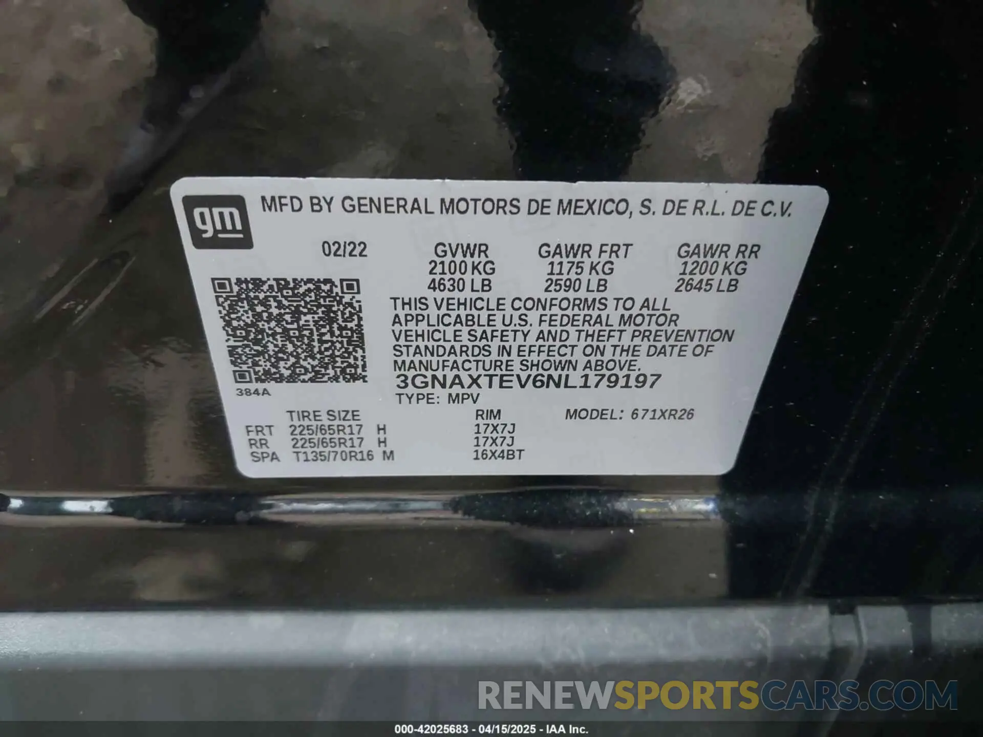 9 fotografías del automóvil dañado 3GNAXTEV6NL179197 CHEVROLET EQUINOX 2022