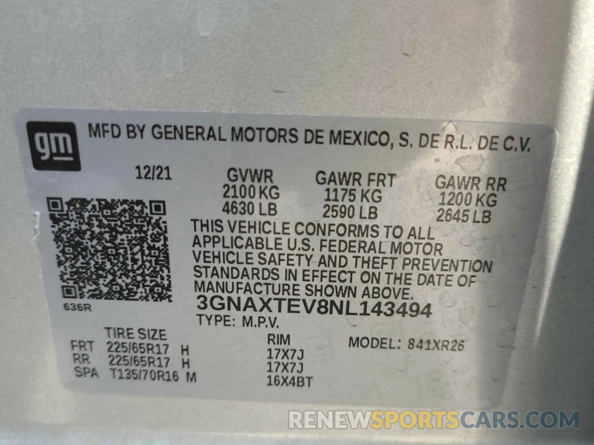 35 fotografías del automóvil dañado 3GNAXTEV8NL143494 CHEVROLET EQUINOX 2022