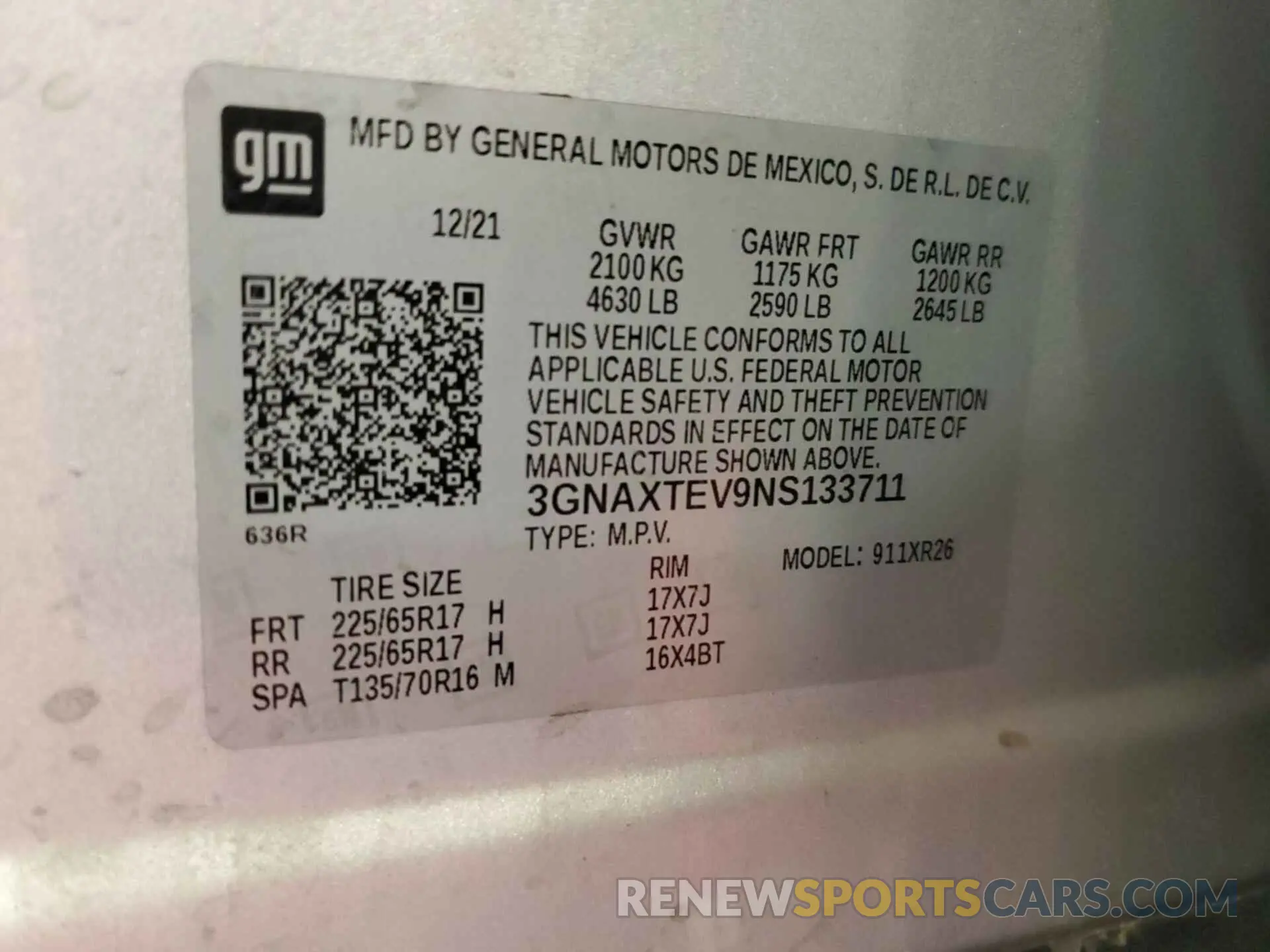 25 fotografías del automóvil dañado 3GNAXTEV9NS133711 CHEVROLET EQUINOX 2022