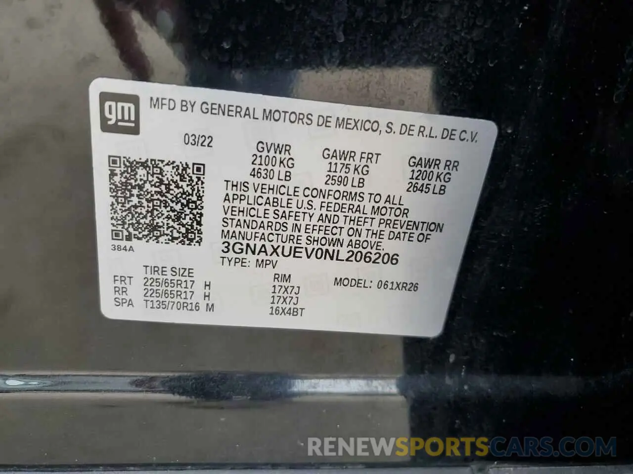 14 fotografías del automóvil dañado 3GNAXUEV0NL206206 CHEVROLET EQUINOX 2022