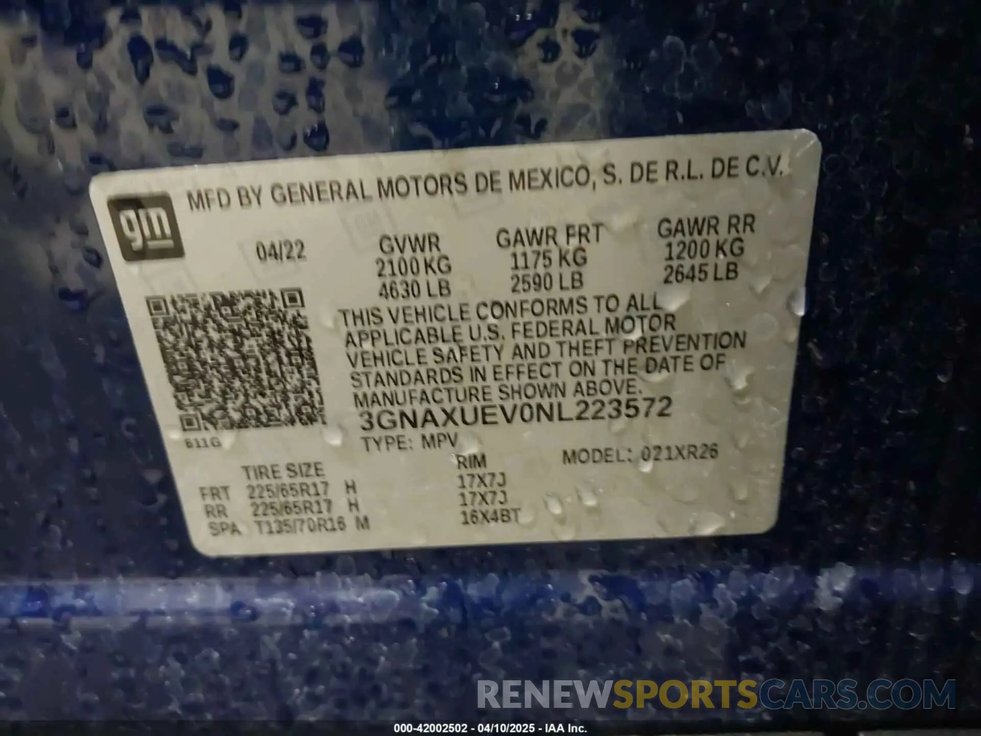 9 fotografías del automóvil dañado 3GNAXUEV0NL223572 CHEVROLET EQUINOX 2022