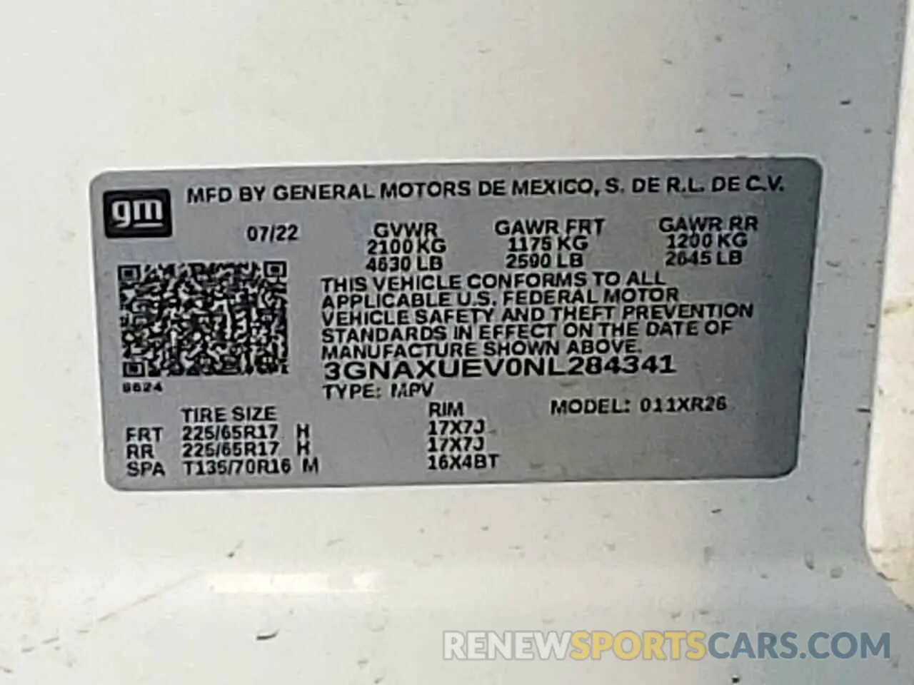 13 fotografías del automóvil dañado 3GNAXUEV0NL284341 CHEVROLET EQUINOX 2022