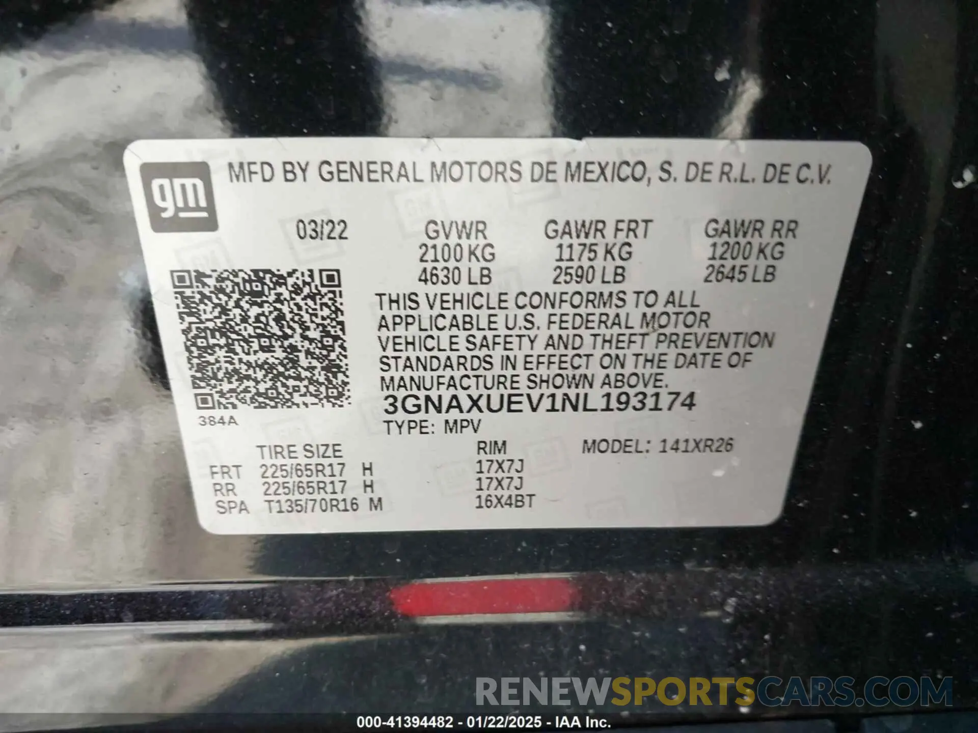 9 fotografías del automóvil dañado 3GNAXUEV1NL193174 CHEVROLET EQUINOX 2022