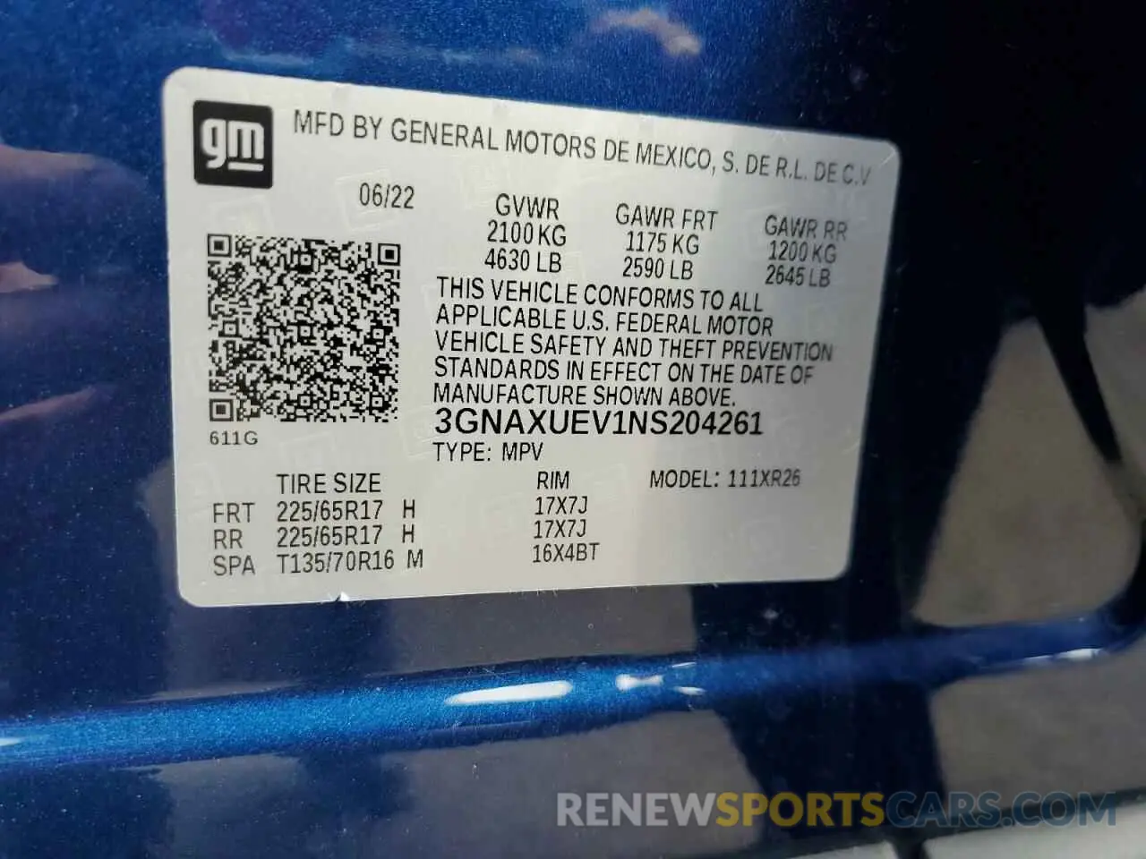 13 fotografías del automóvil dañado 3GNAXUEV1NS204261 CHEVROLET EQUINOX 2022