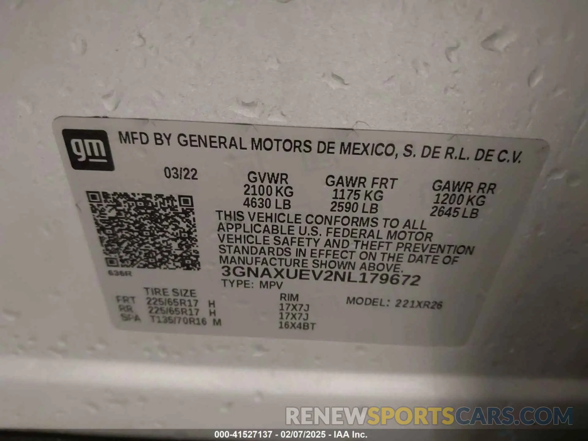 9 fotografías del automóvil dañado 3GNAXUEV2NL179672 CHEVROLET EQUINOX 2022