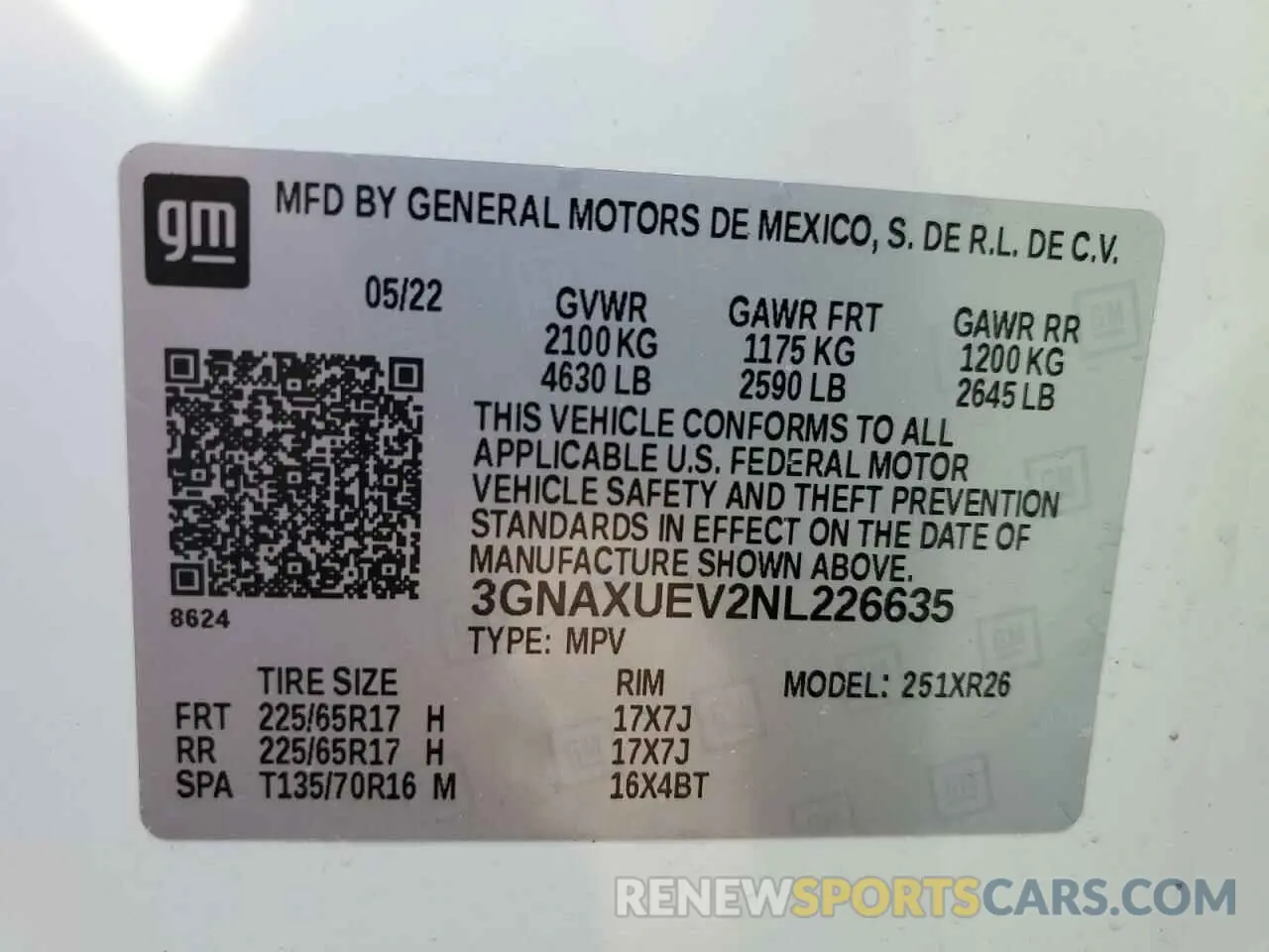 14 fotografías del automóvil dañado 3GNAXUEV2NL226635 CHEVROLET EQUINOX 2022