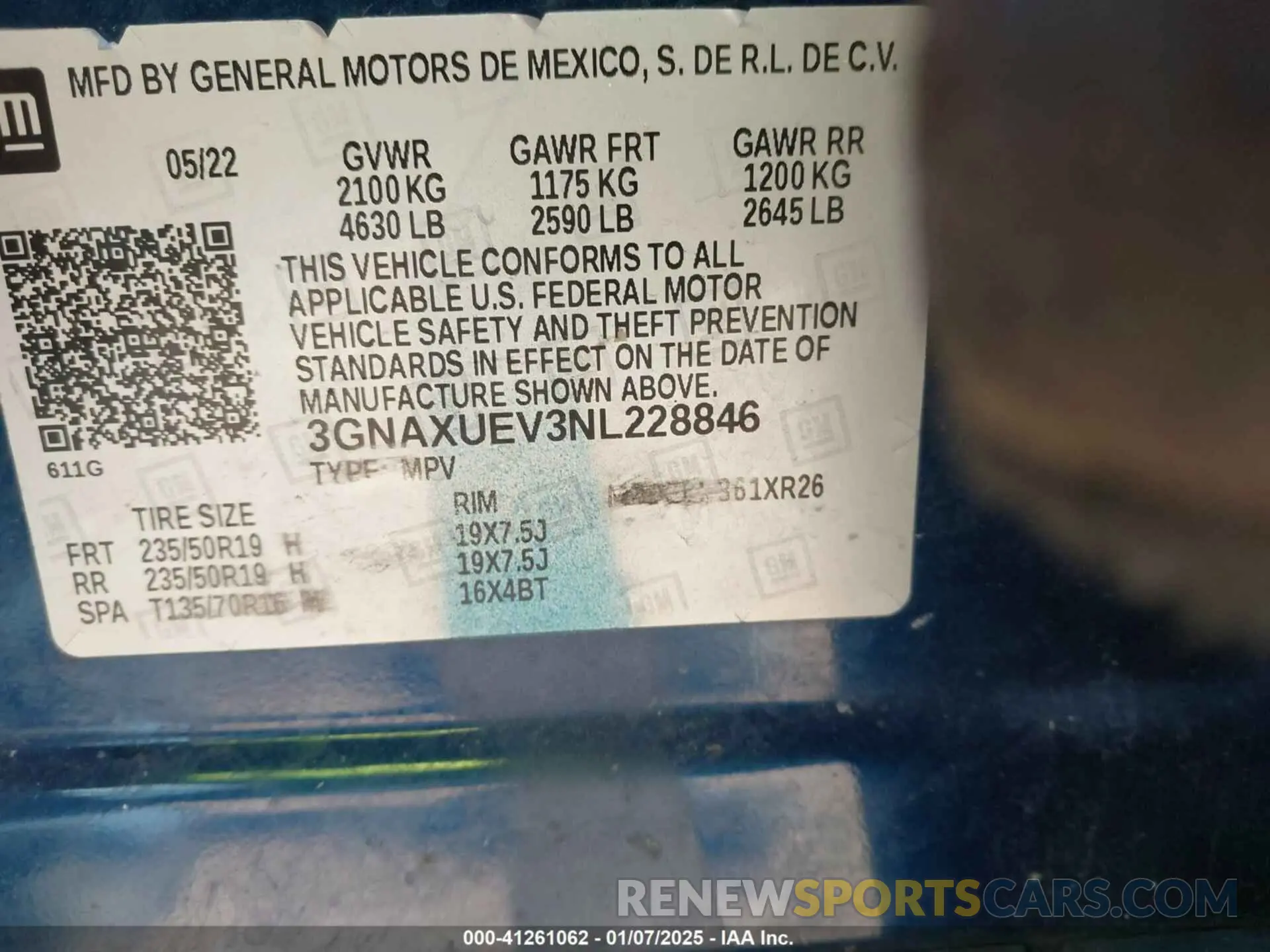 9 fotografías del automóvil dañado 3GNAXUEV3NL228846 CHEVROLET EQUINOX 2022