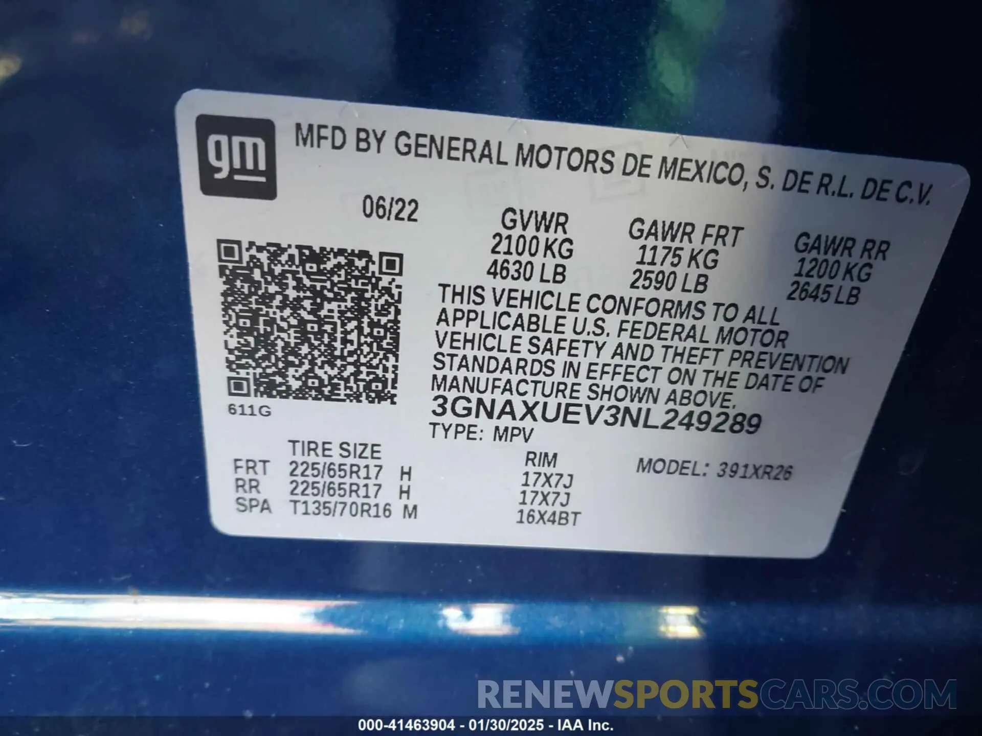 9 fotografías del automóvil dañado 3GNAXUEV3NL249289 CHEVROLET EQUINOX 2022