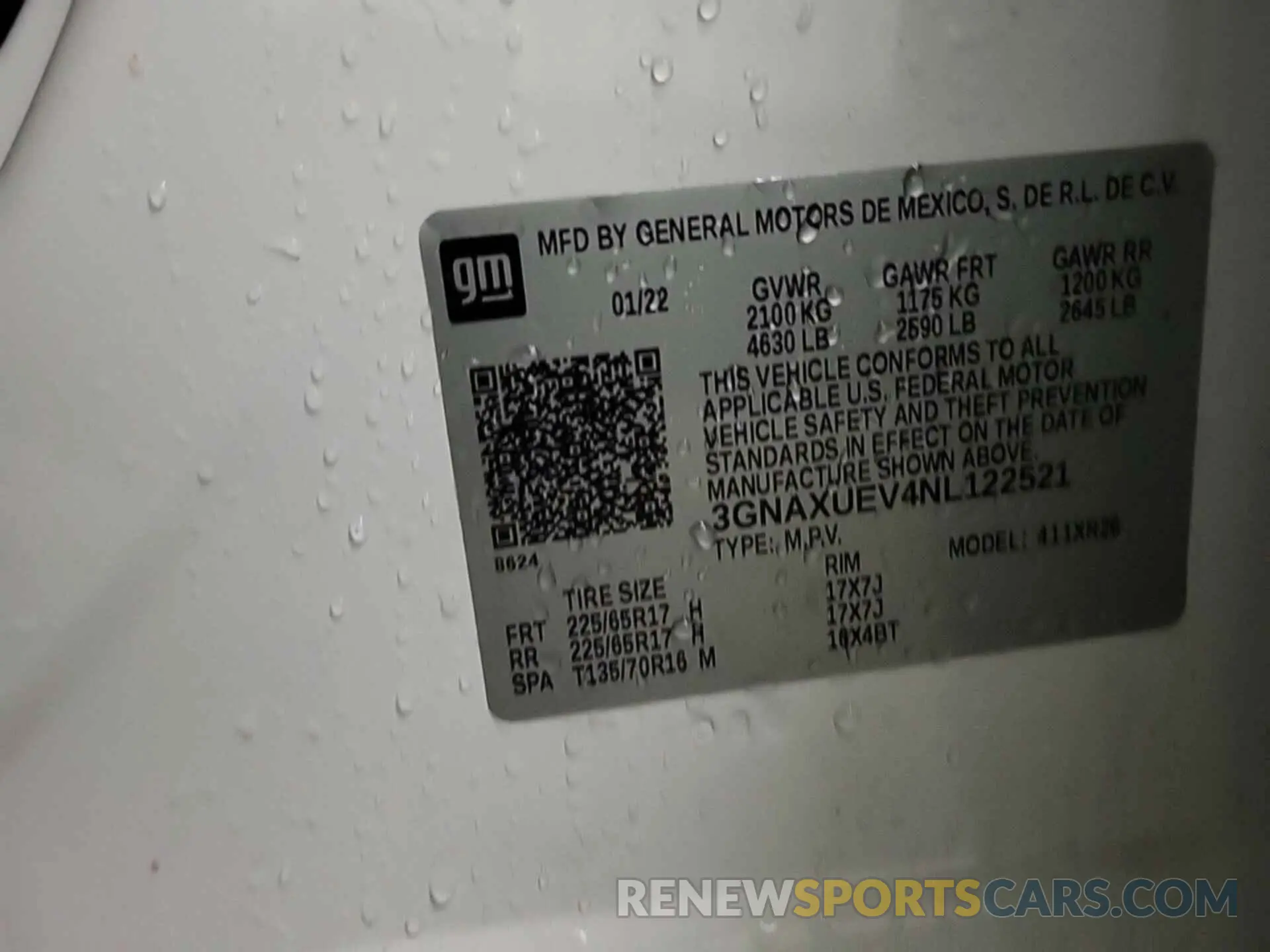 35 fotografías del automóvil dañado 3GNAXUEV4NL122521 CHEVROLET EQUINOX 2022