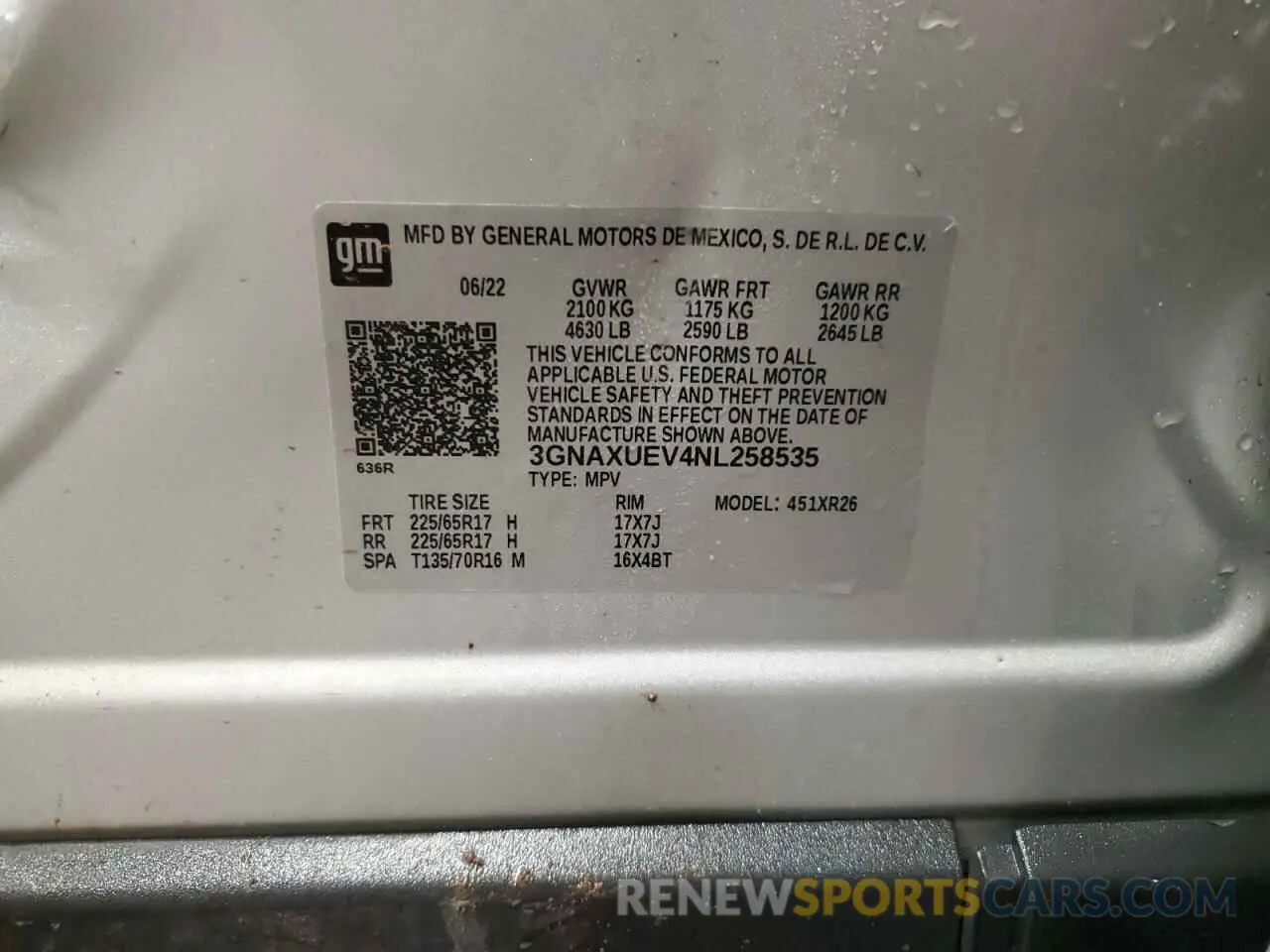13 fotografías del automóvil dañado 3GNAXUEV4NL258535 CHEVROLET EQUINOX 2022