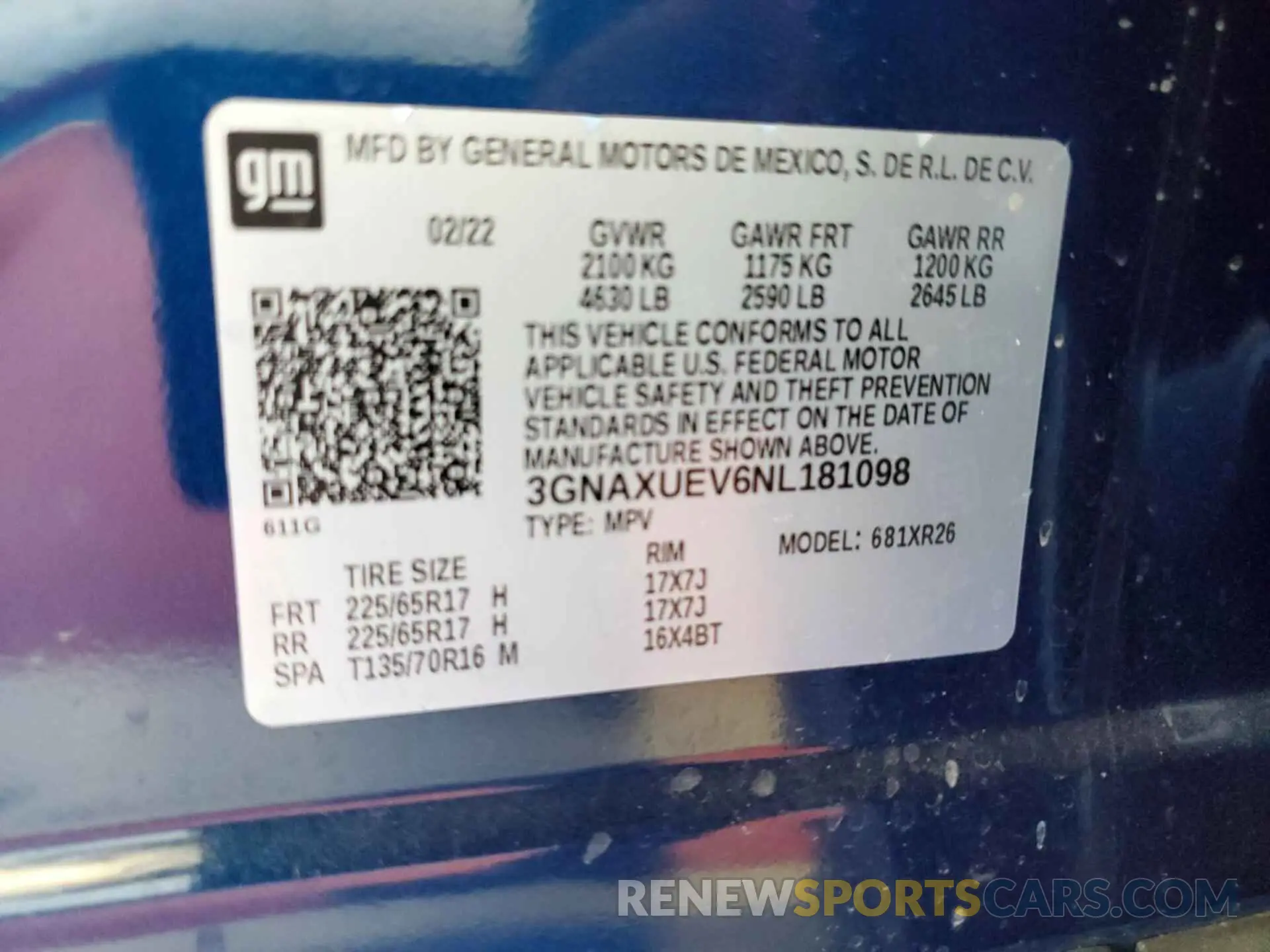 21 fotografías del automóvil dañado 3GNAXUEV6NL181098 CHEVROLET EQUINOX 2022