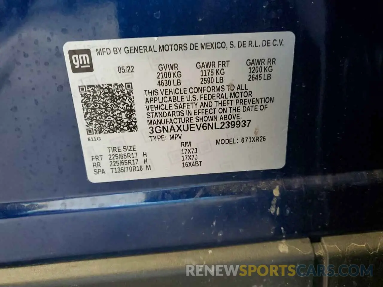 13 fotografías del automóvil dañado 3GNAXUEV6NL239937 CHEVROLET EQUINOX 2022