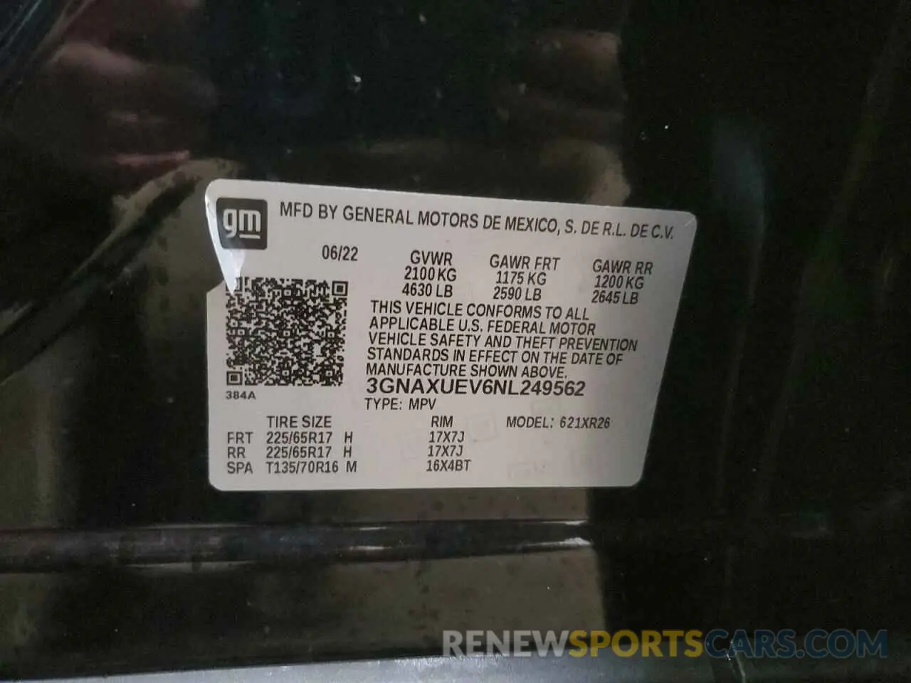 12 fotografías del automóvil dañado 3GNAXUEV6NL249562 CHEVROLET EQUINOX 2022
