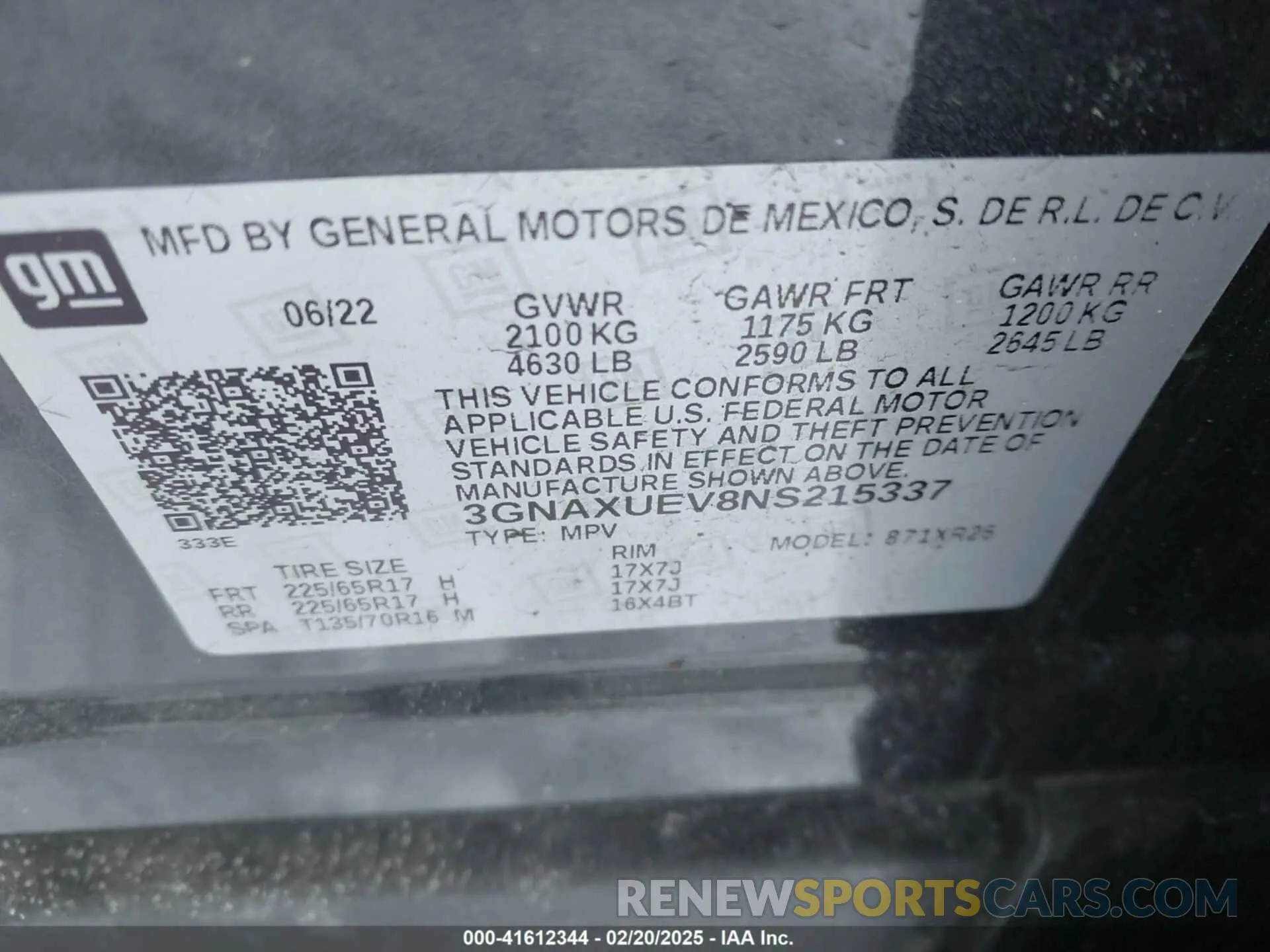9 fotografías del automóvil dañado 3GNAXUEV8NS215337 CHEVROLET EQUINOX 2022