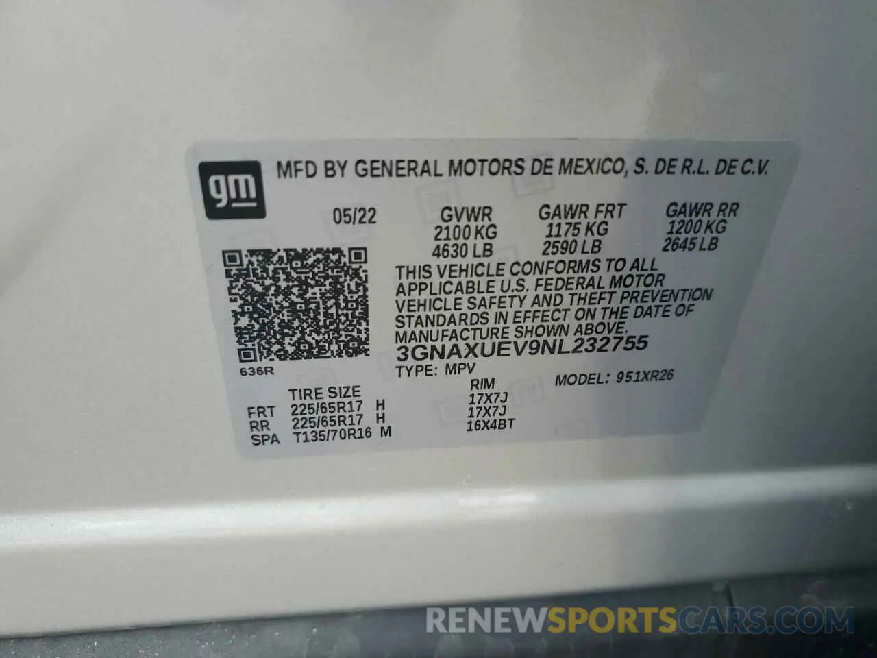 13 fotografías del automóvil dañado 3GNAXUEV9NL232755 CHEVROLET EQUINOX 2022