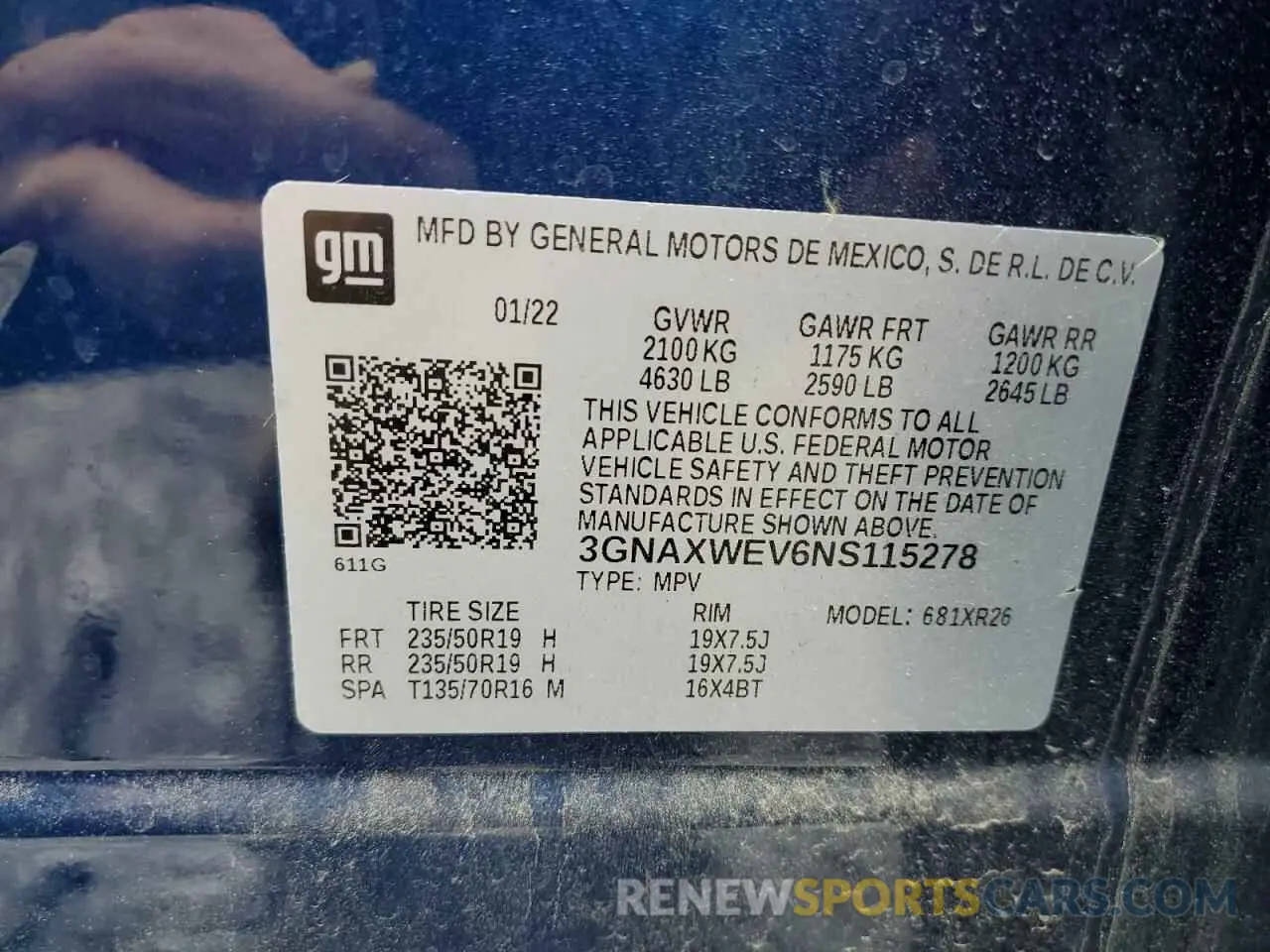 13 fotografías del automóvil dañado 3GNAXWEV6NS115278 CHEVROLET EQUINOX 2022