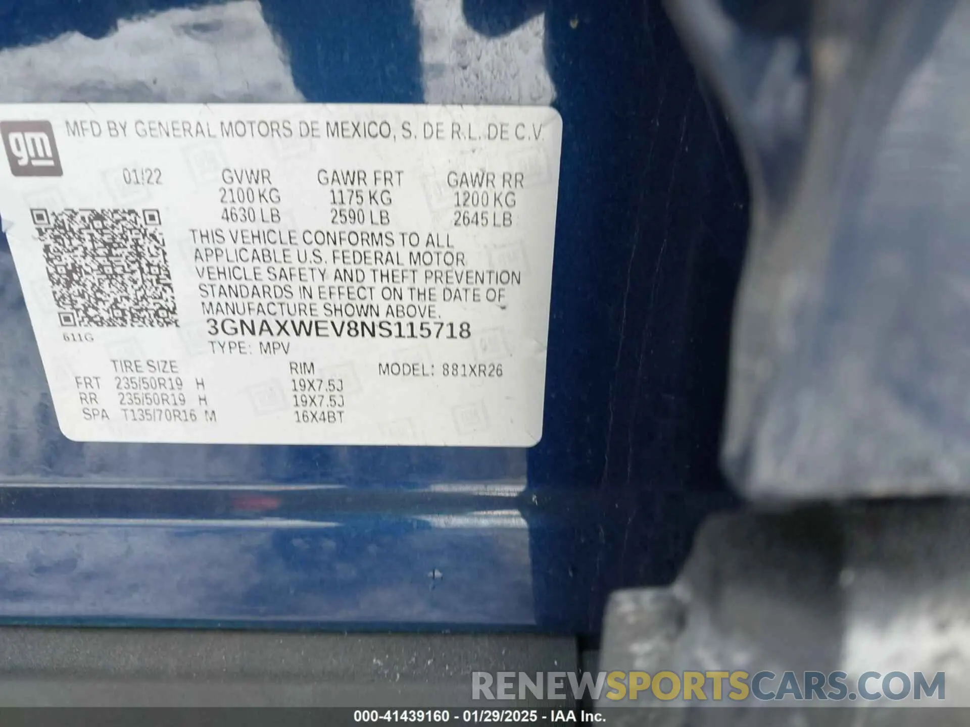 9 fotografías del automóvil dañado 3GNAXWEV8NS115718 CHEVROLET EQUINOX 2022