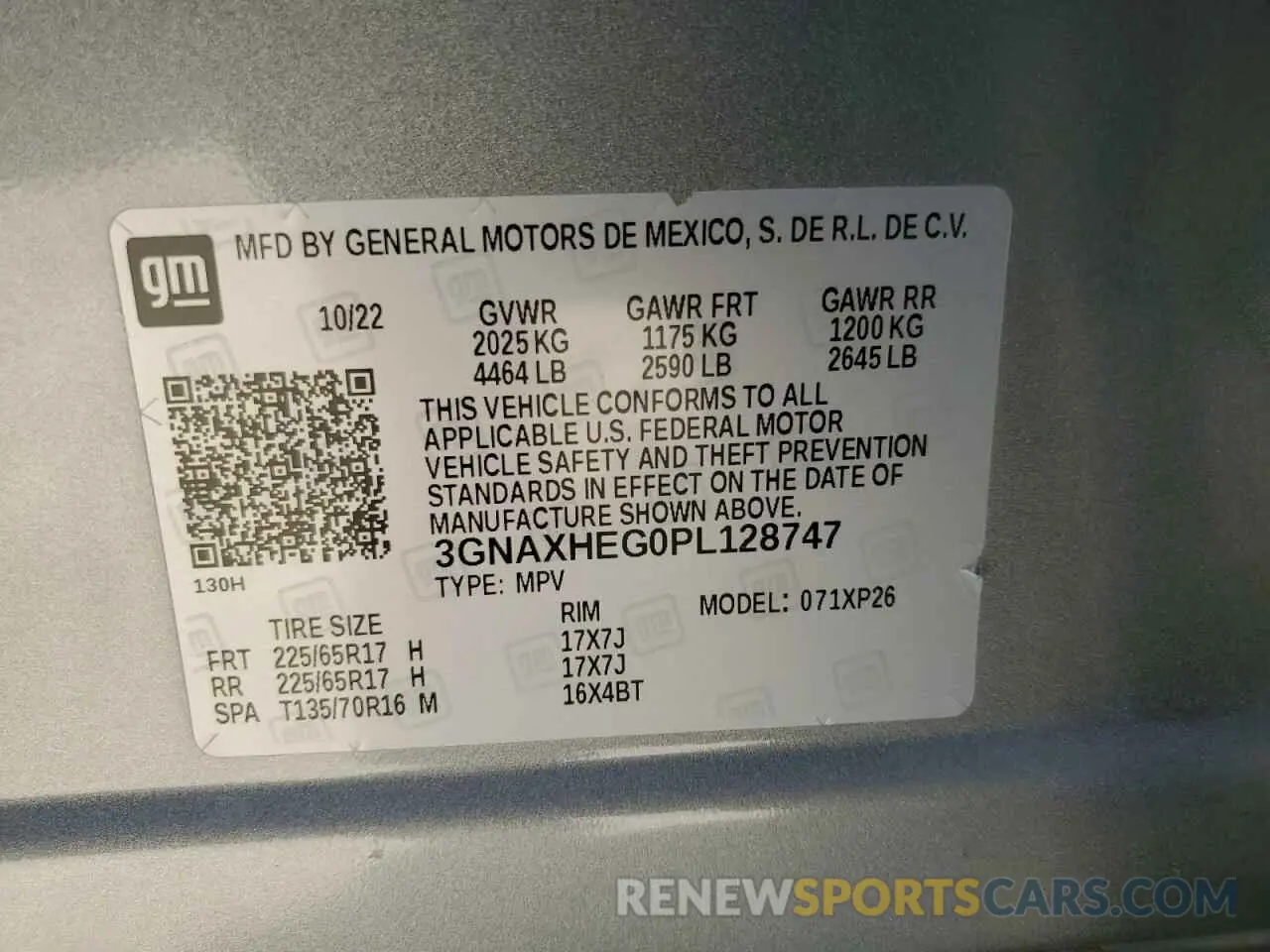 14 fotografías del automóvil dañado 3GNAXHEG0PL128747 CHEVROLET EQUINOX 2023