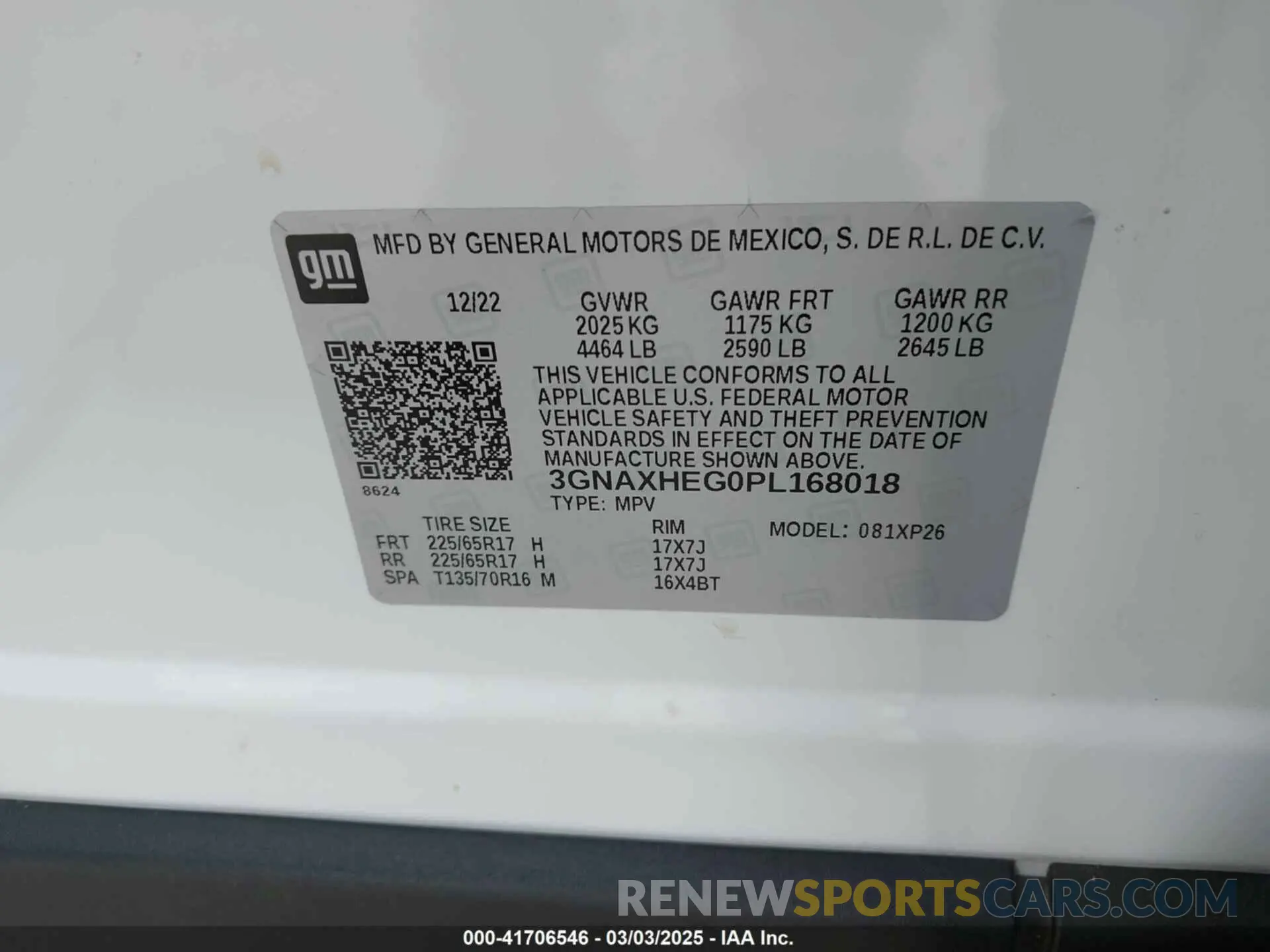 9 fotografías del automóvil dañado 3GNAXHEG0PL168018 CHEVROLET EQUINOX 2023