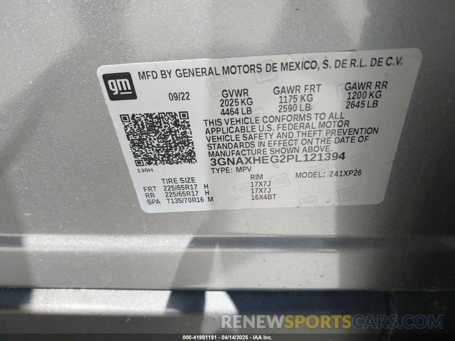 9 fotografías del automóvil dañado 3GNAXHEG2PL121394 CHEVROLET EQUINOX 2023