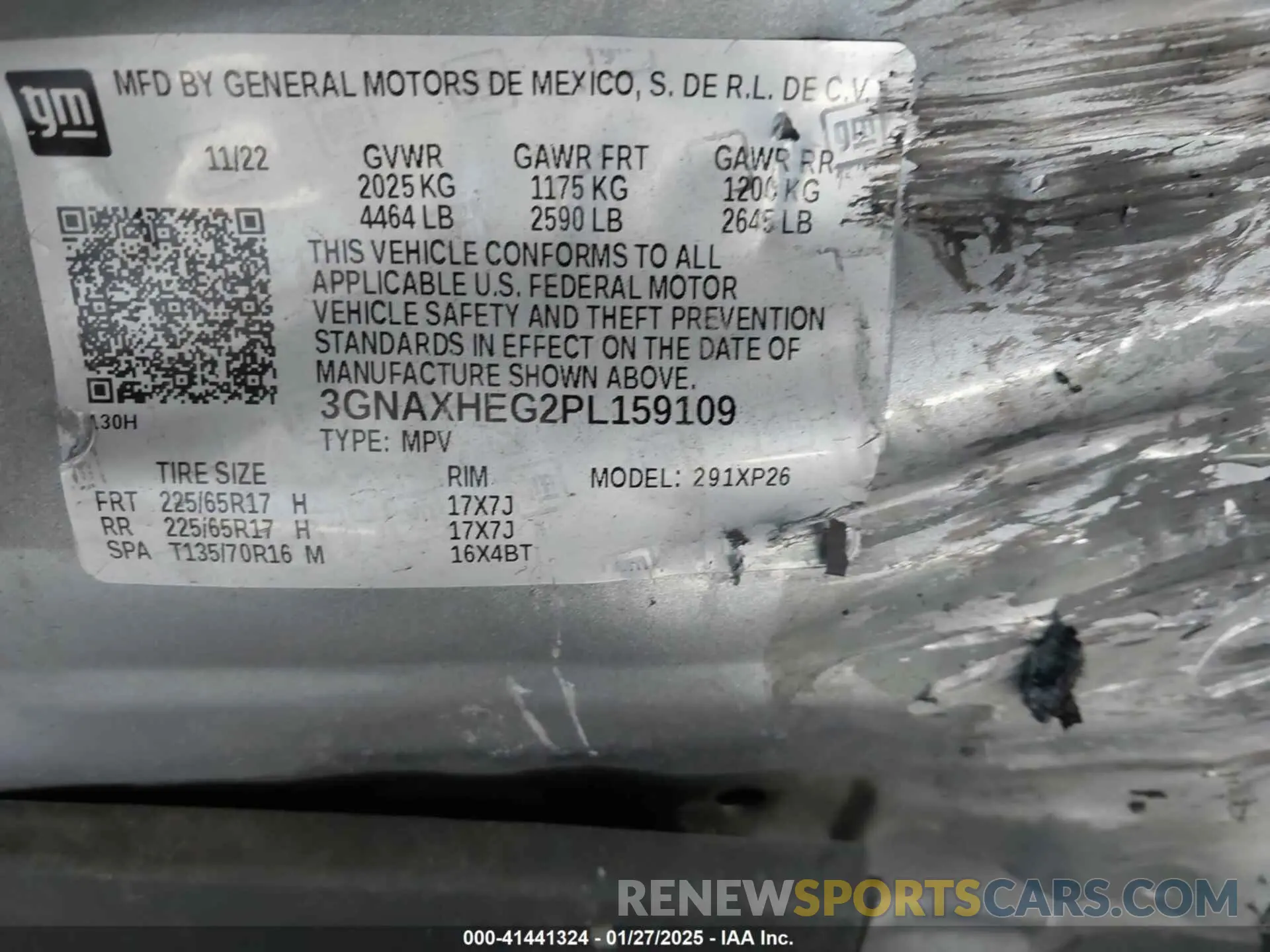 9 fotografías del automóvil dañado 3GNAXHEG2PL159109 CHEVROLET EQUINOX 2023