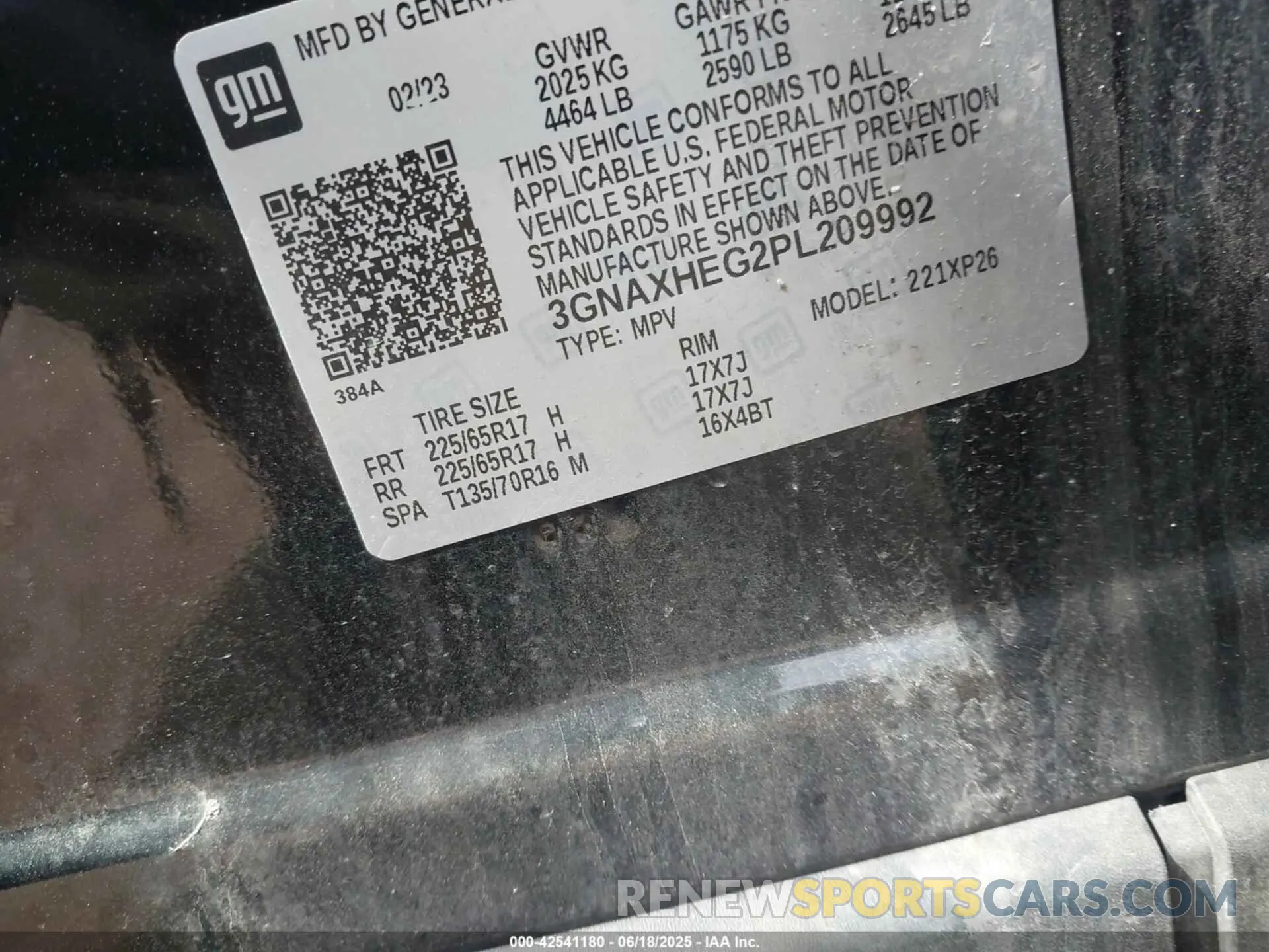 9 fotografías del automóvil dañado 3GNAXHEG2PL209992 CHEVROLET EQUINOX 2023