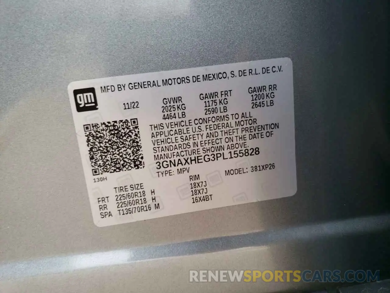 15 fotografías del automóvil dañado 3GNAXHEG3PL155828 CHEVROLET EQUINOX 2023