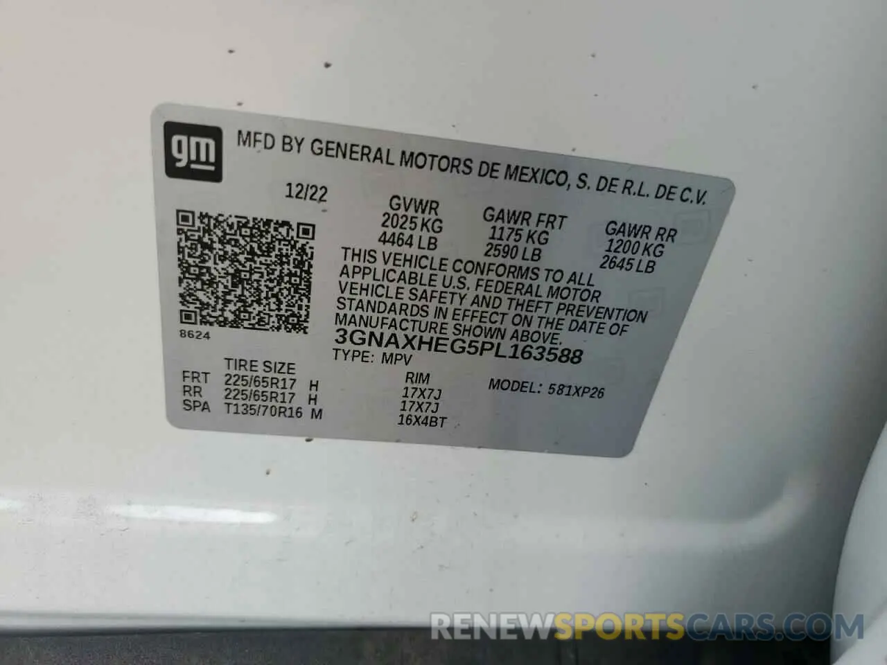13 fotografías del automóvil dañado 3GNAXHEG5PL163588 CHEVROLET EQUINOX 2023