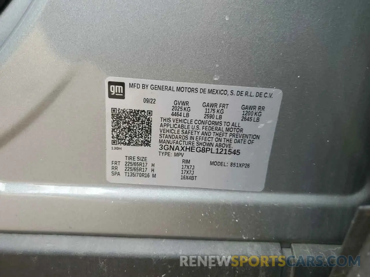 15 fotografías del automóvil dañado 3GNAXHEG8PL121545 CHEVROLET EQUINOX 2023