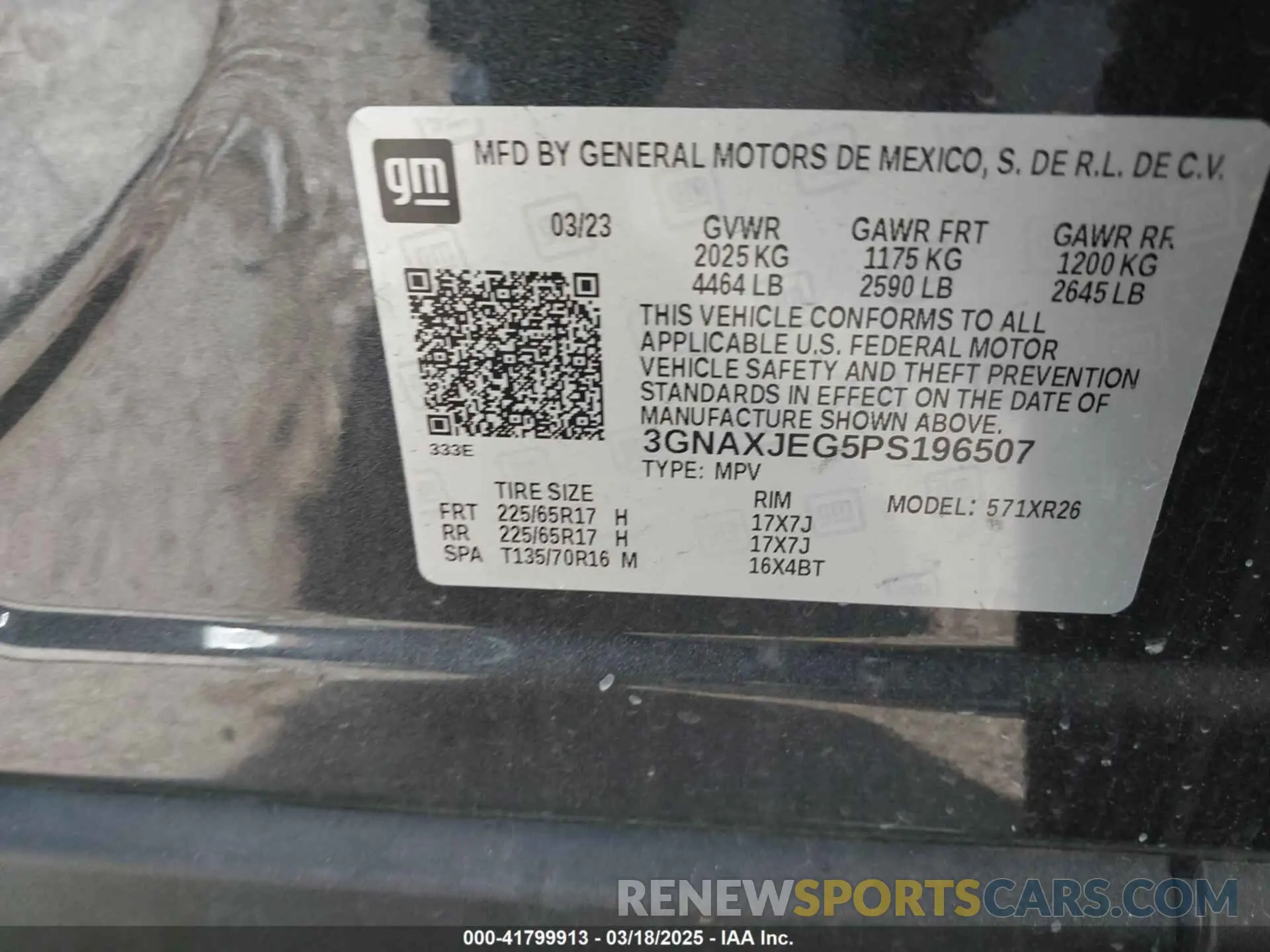 9 fotografías del automóvil dañado 3GNAXJEG5PS196507 CHEVROLET EQUINOX 2023