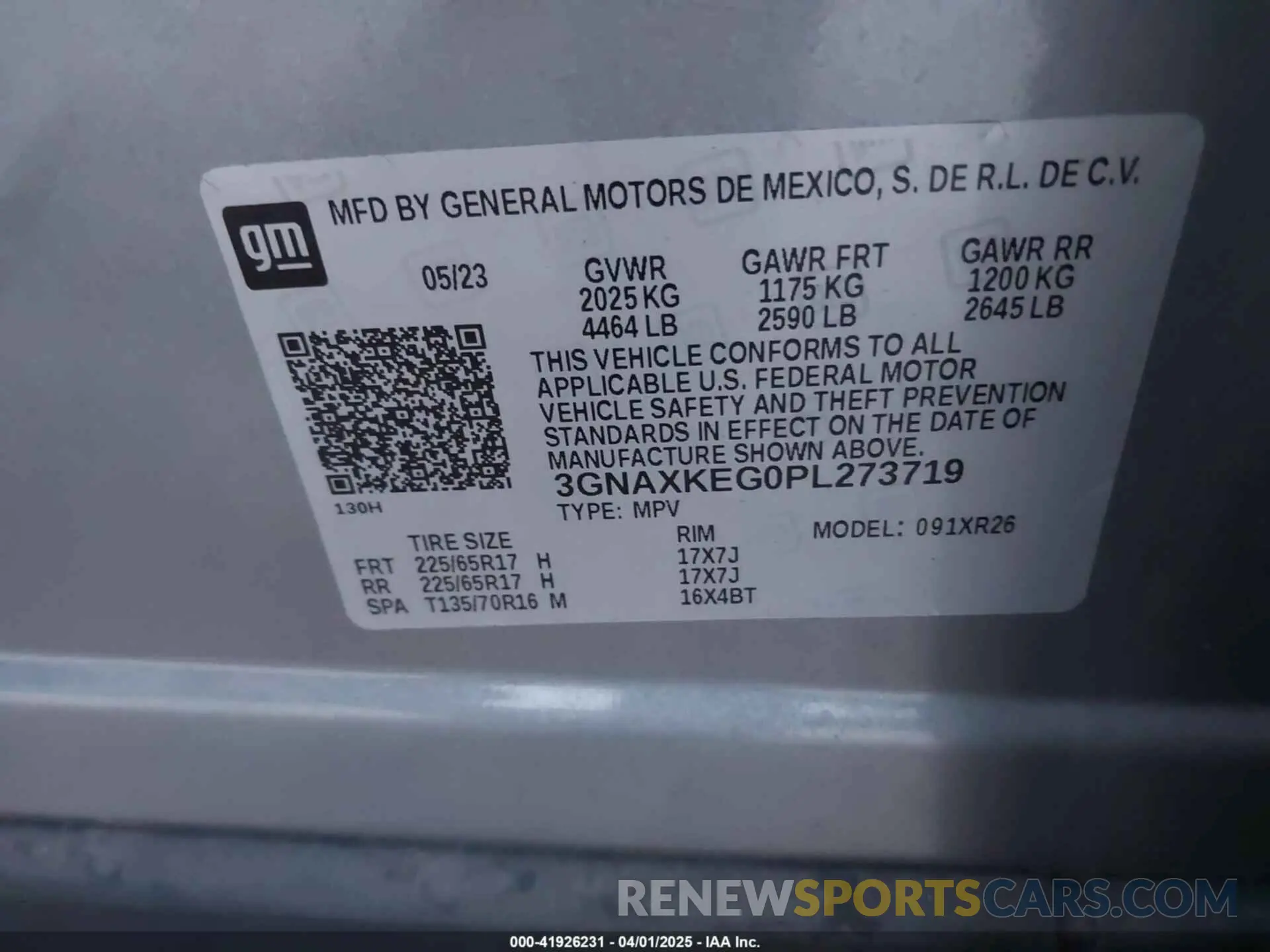 9 fotografías del automóvil dañado 3GNAXKEG0PL273719 CHEVROLET EQUINOX 2023