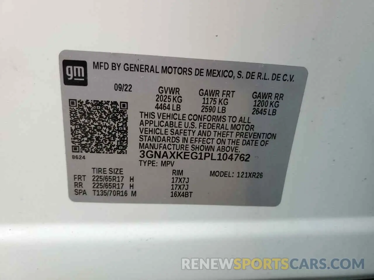 15 fotografías del automóvil dañado 3GNAXKEG1PL104762 CHEVROLET EQUINOX 2023