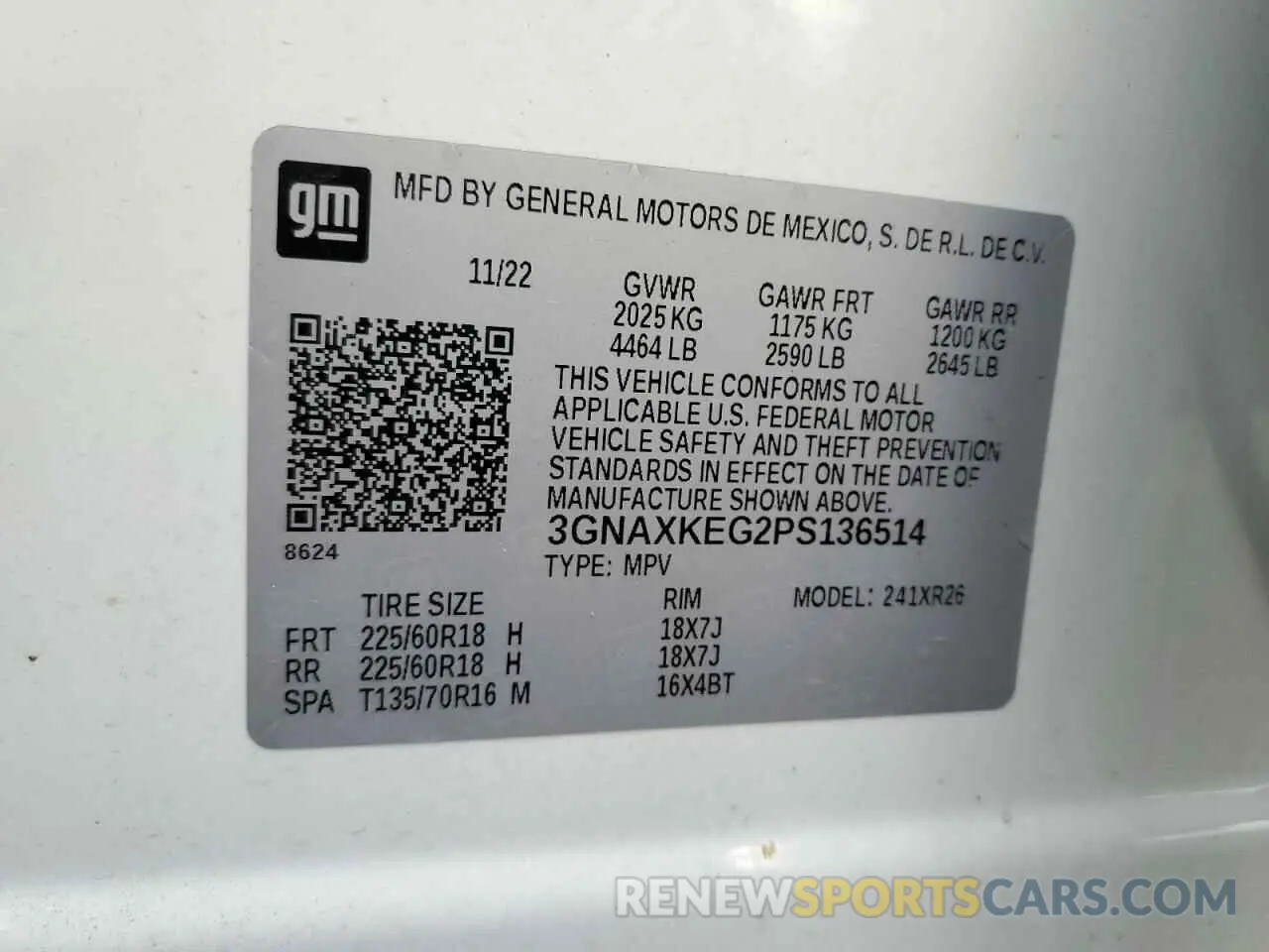 14 fotografías del automóvil dañado 3GNAXKEG2PS136514 CHEVROLET EQUINOX 2023