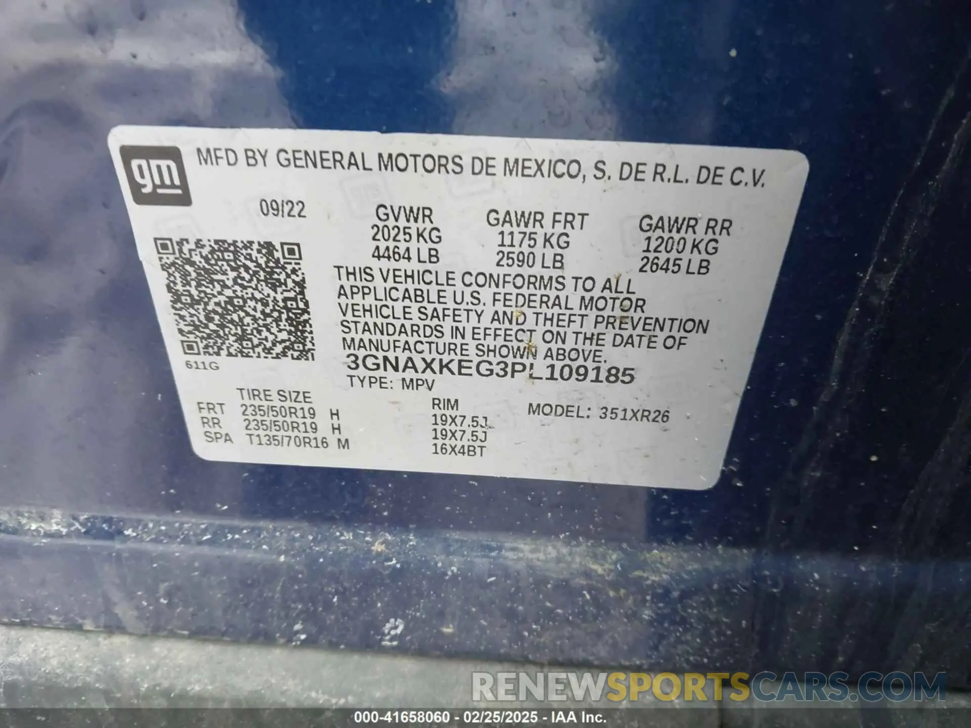 9 fotografías del automóvil dañado 3GNAXKEG3PL109185 CHEVROLET EQUINOX 2023