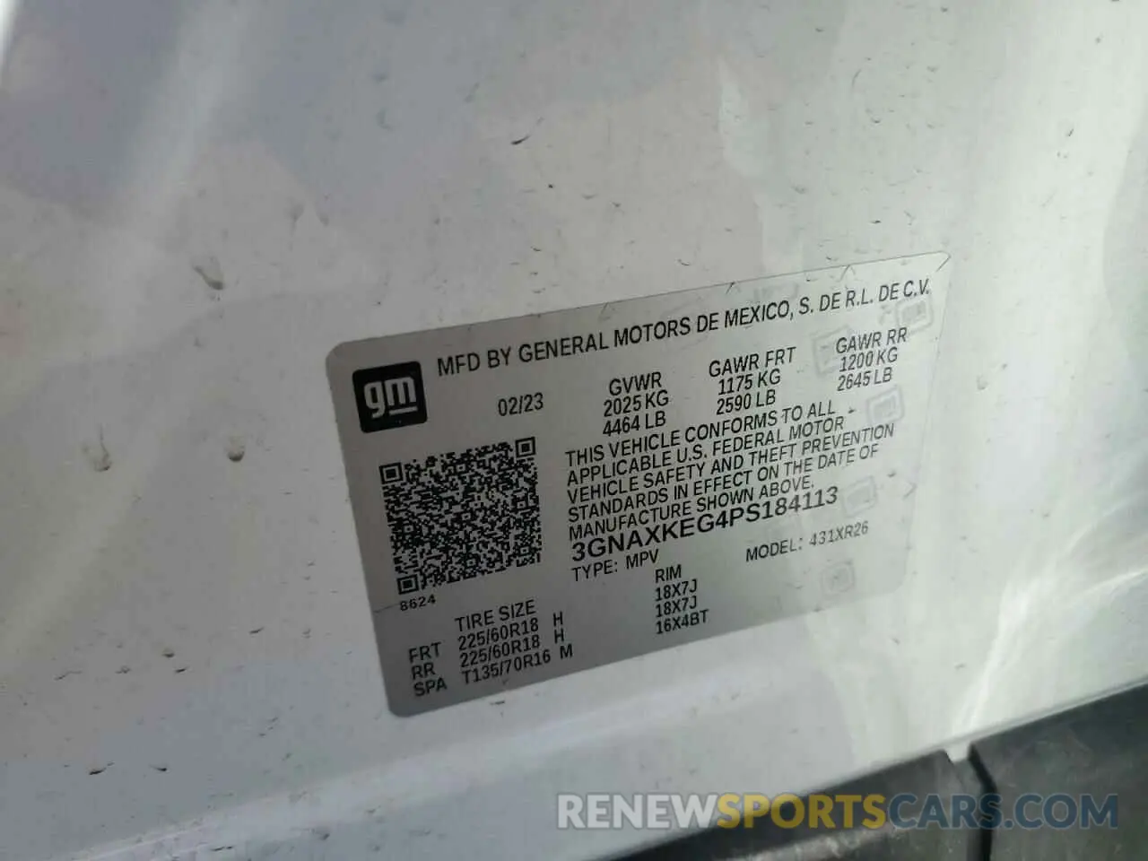 13 fotografías del automóvil dañado 3GNAXKEG4PS184113 CHEVROLET EQUINOX 2023