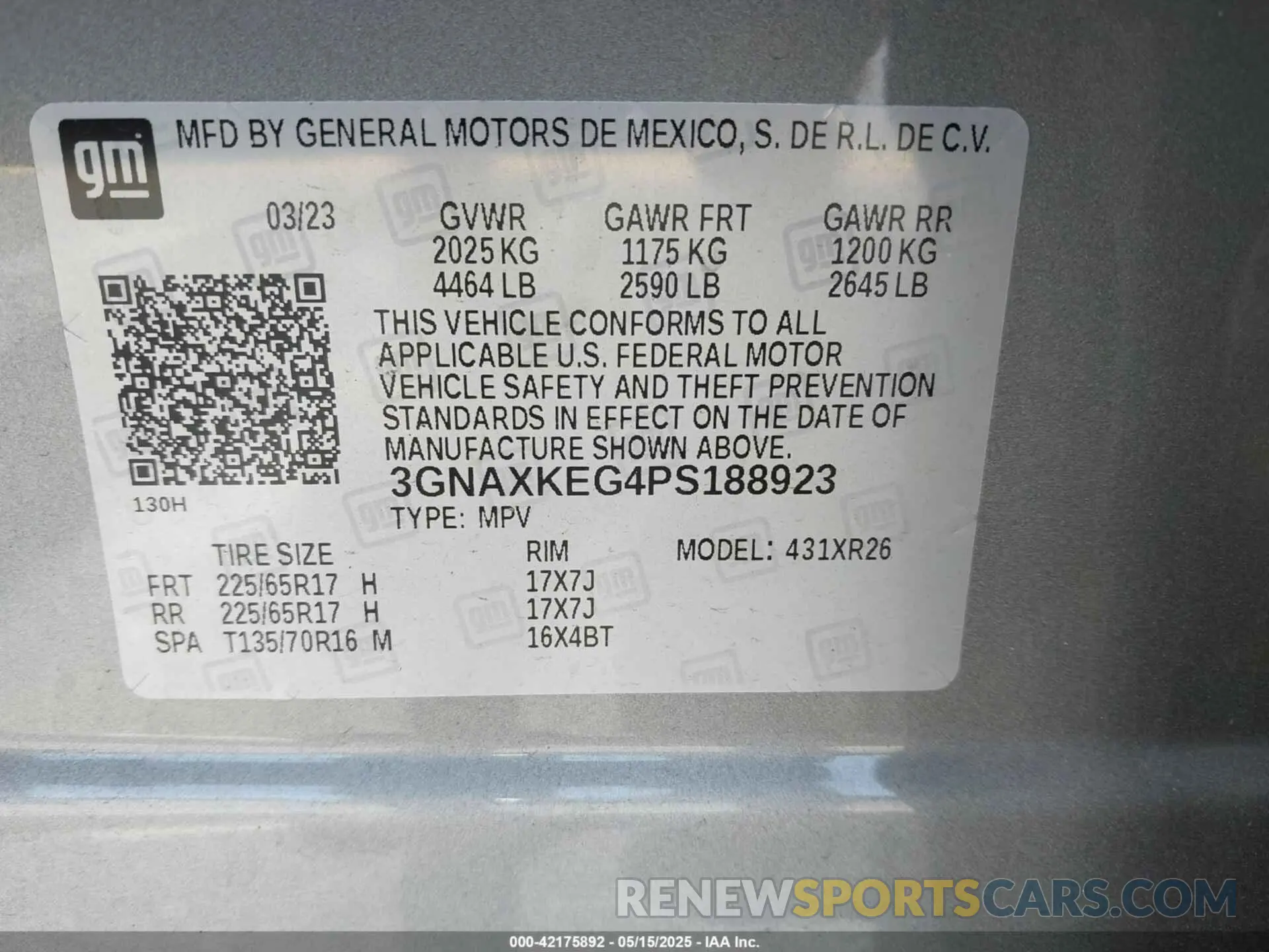 9 fotografías del automóvil dañado 3GNAXKEG4PS188923 CHEVROLET EQUINOX 2023